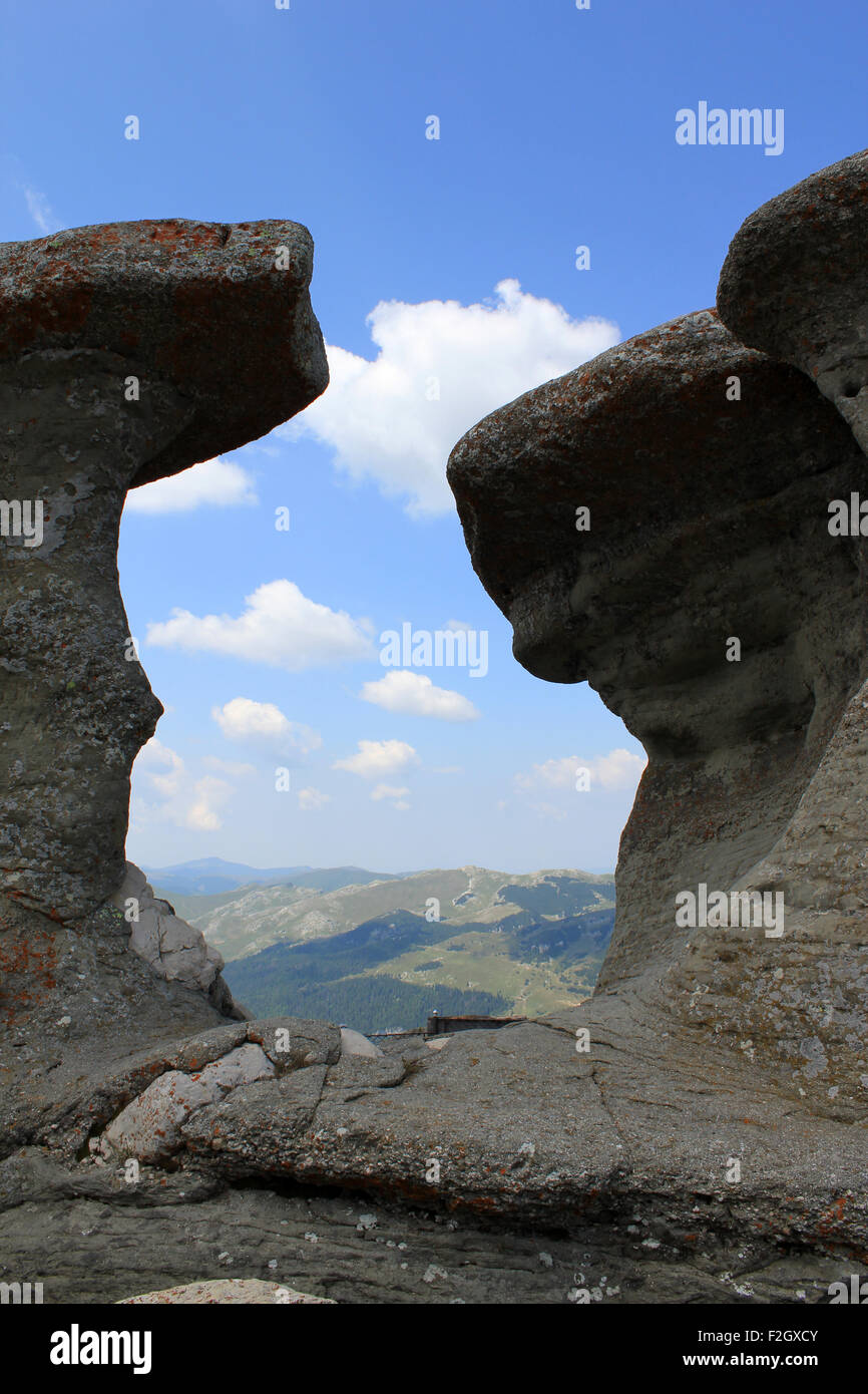 Babele and the Sphinx of Bucegi Mountains in Busteni - Romania Stock Photo