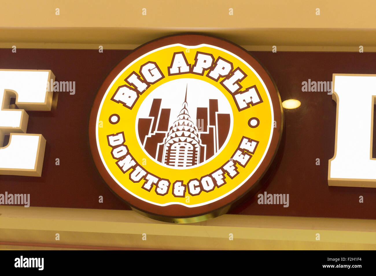 Big apple donuts & coffee logo Stock Photo