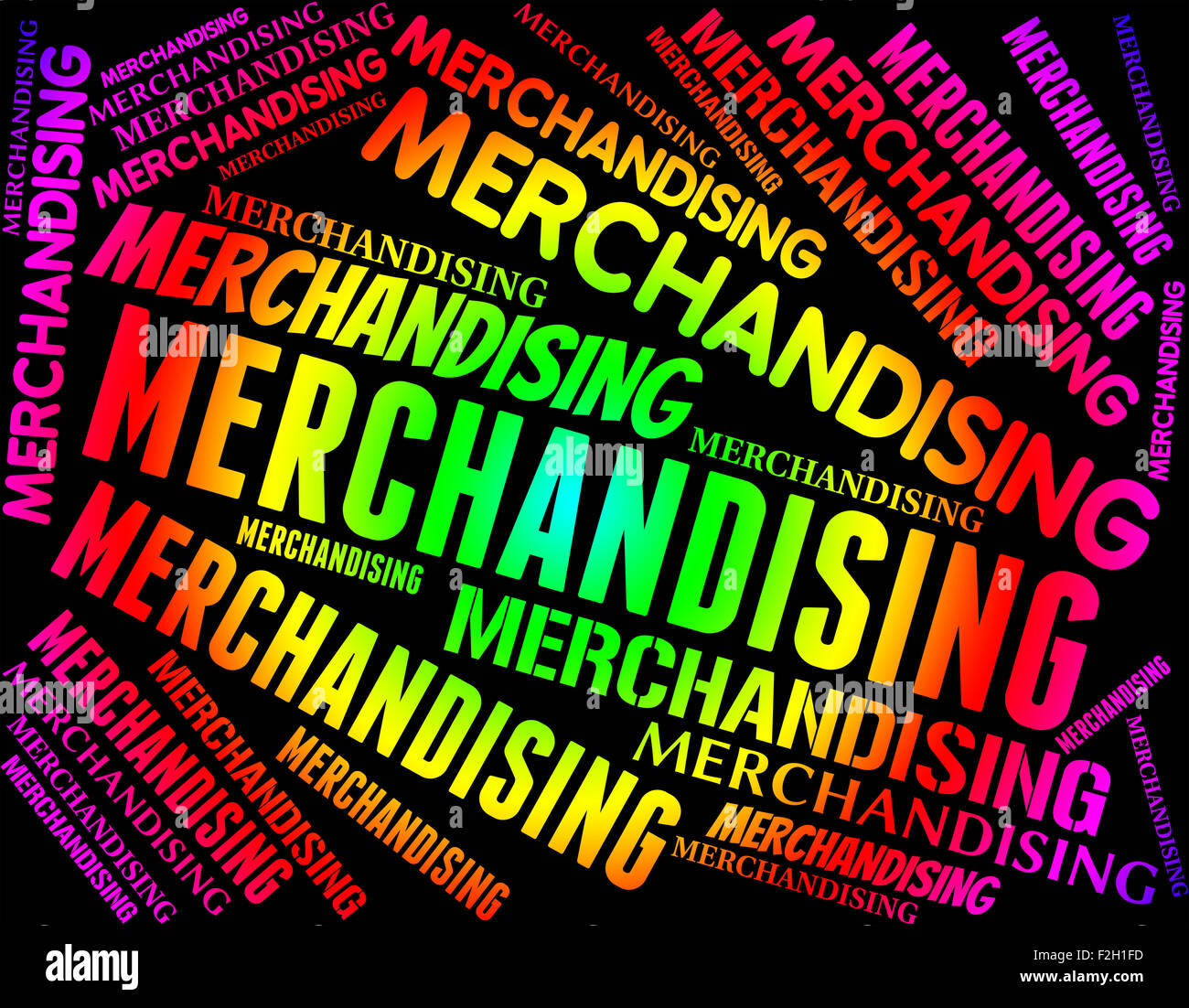 Merchandising Word Meaning Distribution Market And Promote Stock Photo