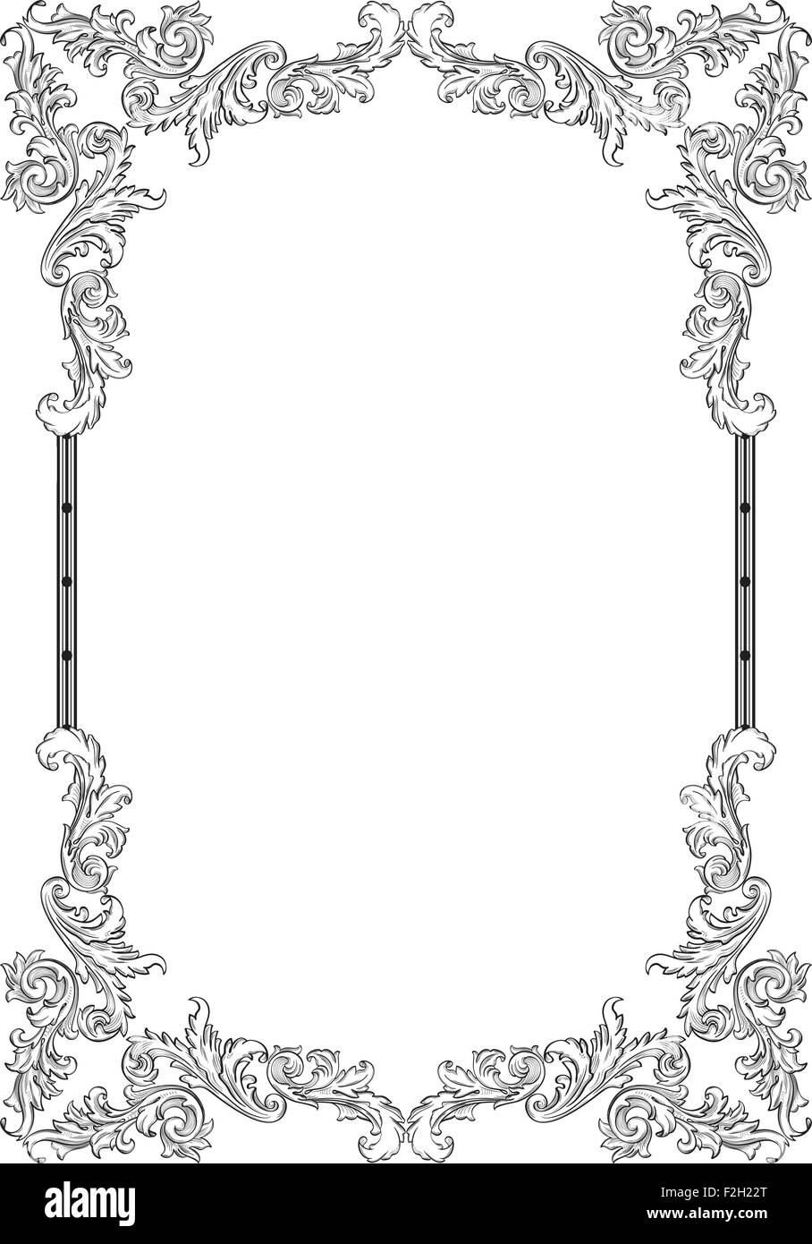 Baroque retro swirl frame is on white Stock Vector Image & Art - Alamy