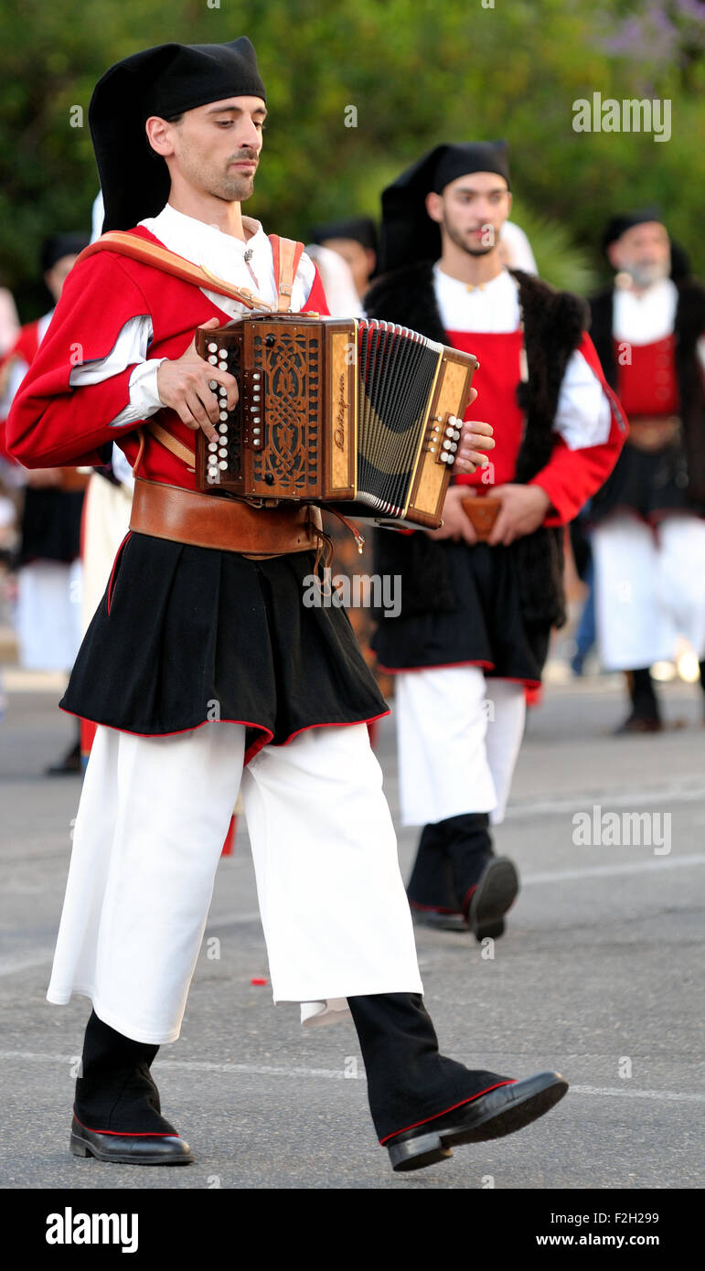 Sardinia folk festival, a traditional folk dance group perform on stage in  the Cavalcata festival in Sassari, Sardinia Stock Photo - Alamy, image size:771x1390