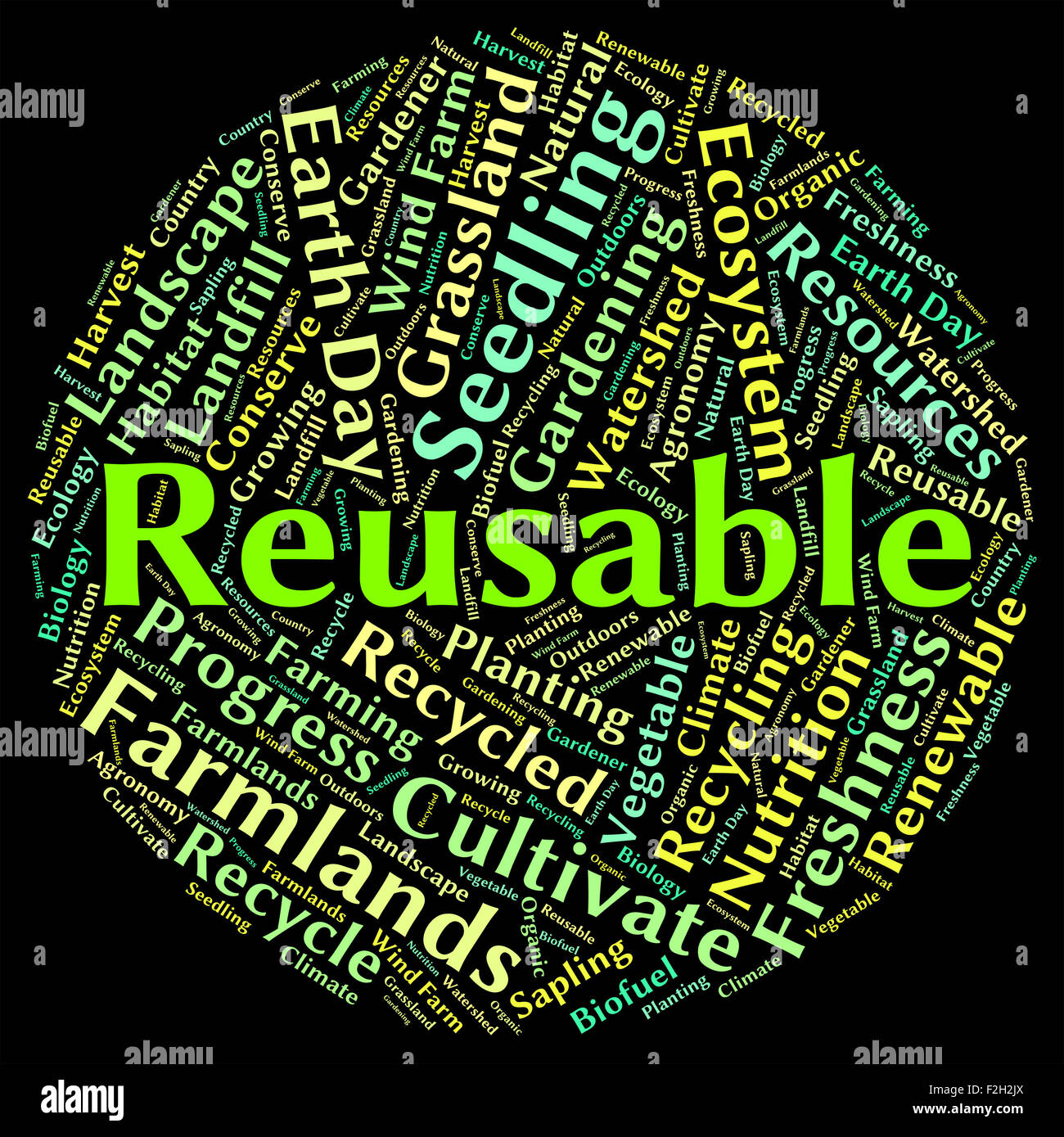 Reusable Word Indicating Go Green And Recycled Stock Photo - Alamy