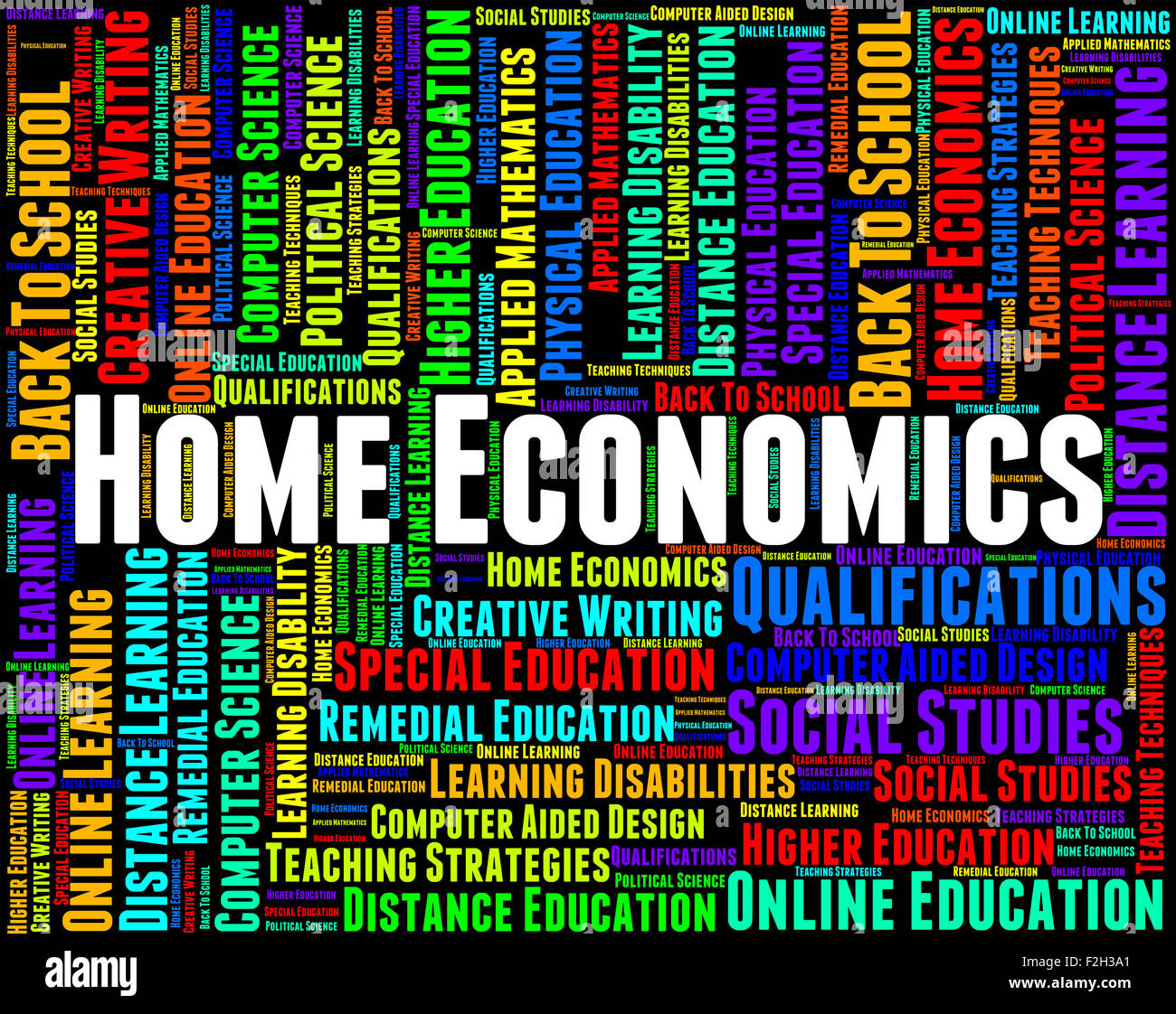 Home Economics Representing Domestic Science And Words Stock Photo