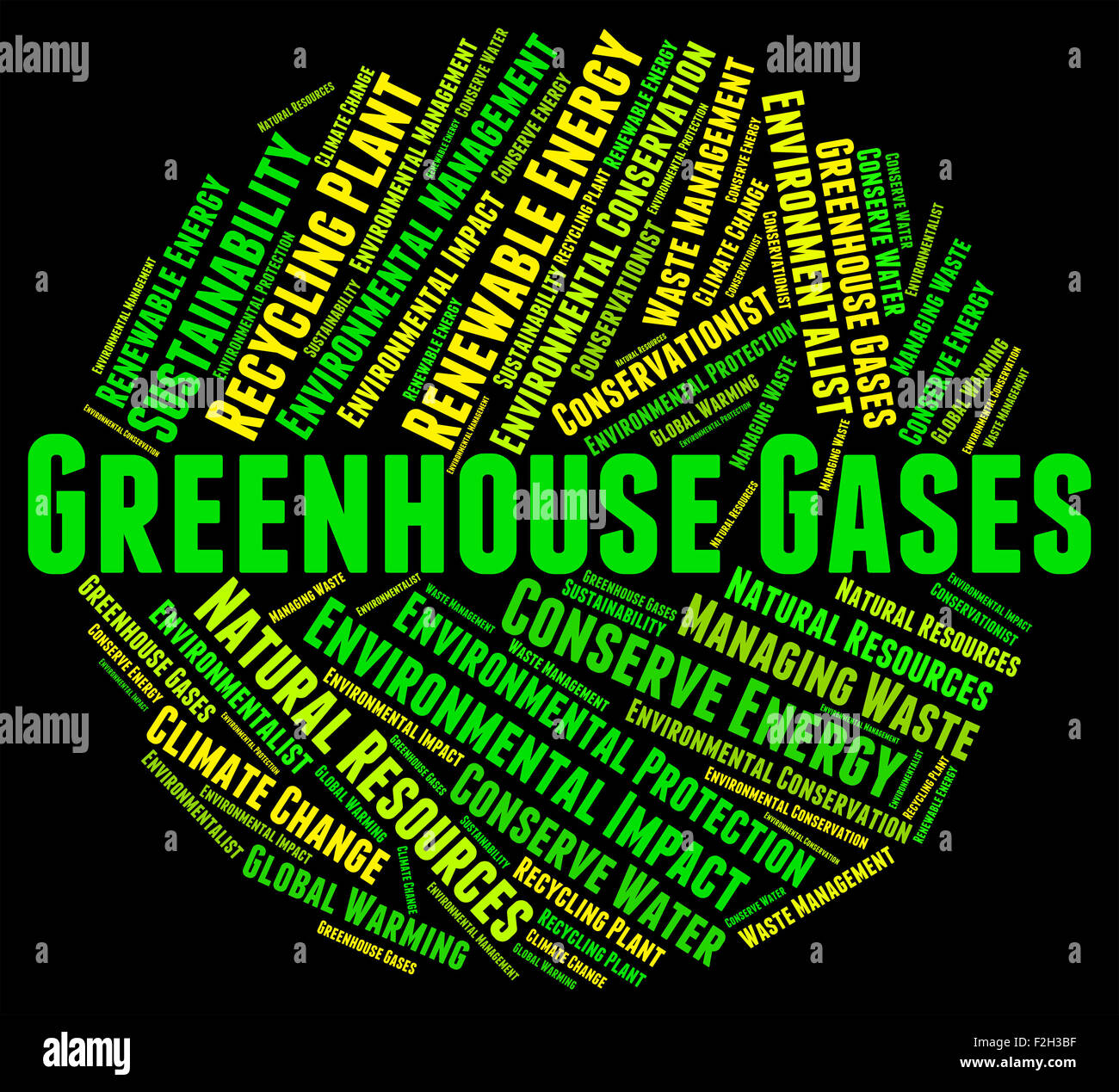 Greenhouse Gases Indicating Global Warming And Pollution Stock Photo