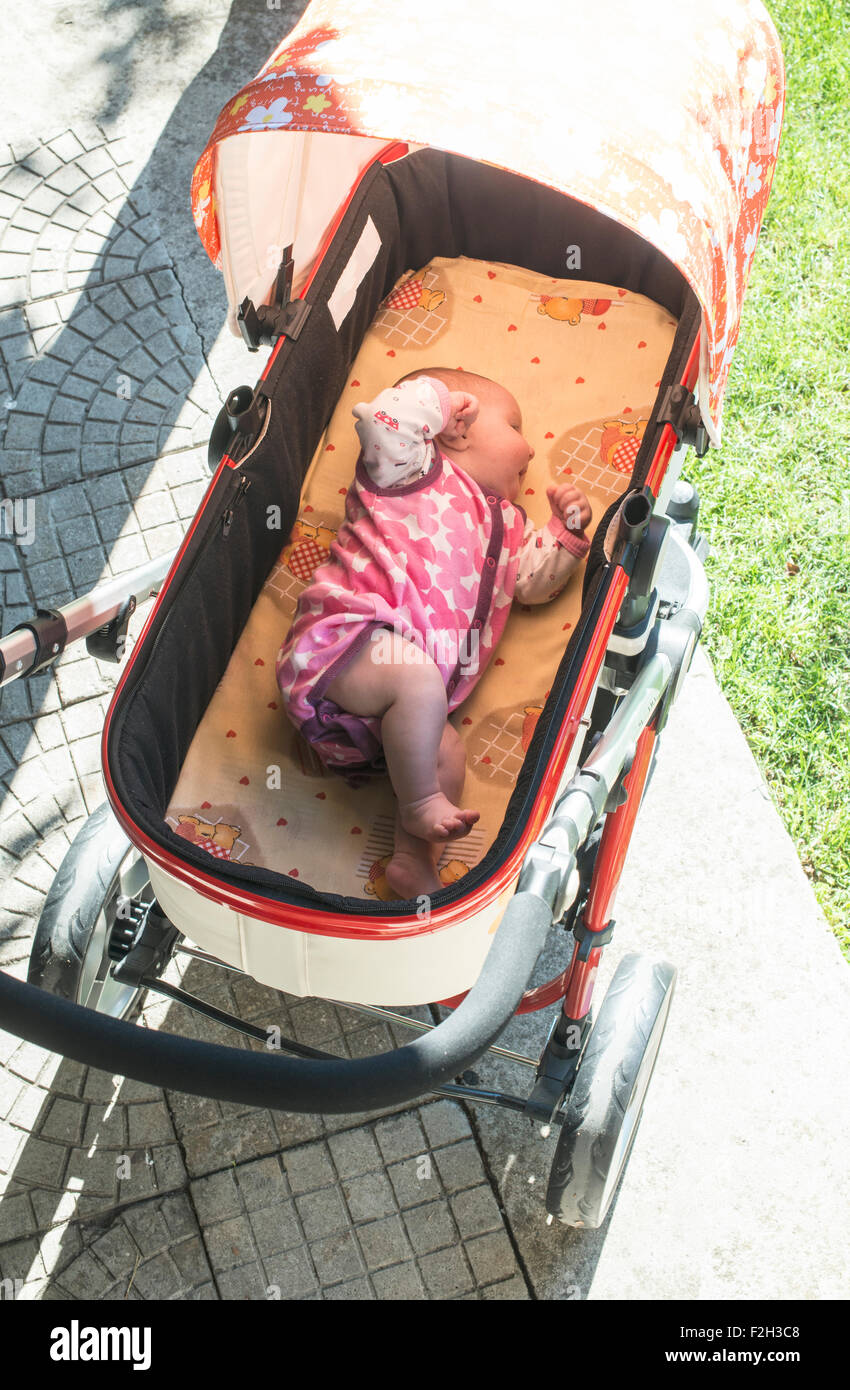 Baby sleeping in 2025 pram bassinet