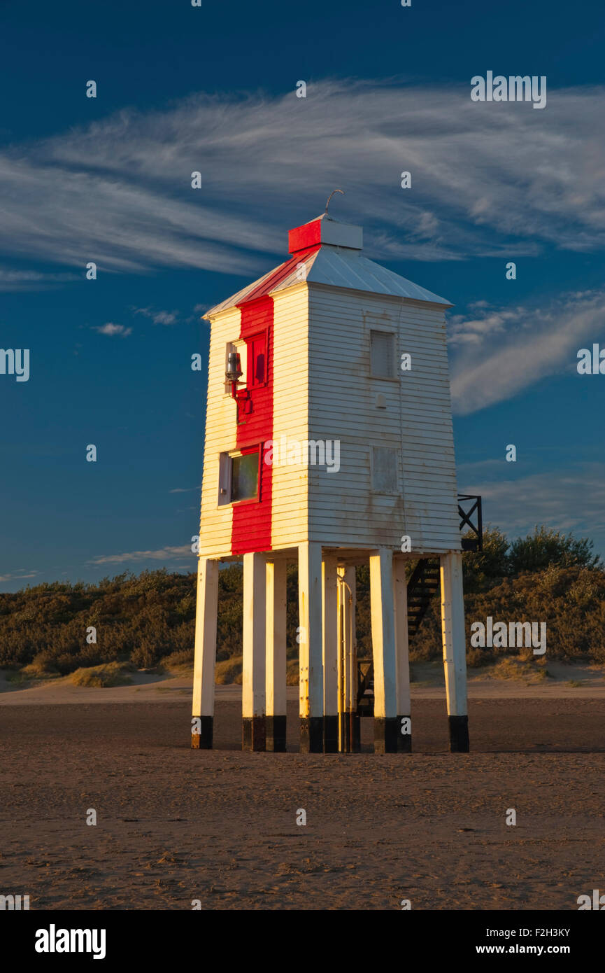 Wooden lighthouse on the Beach at Burnham on Sea, Somerset, England, UK Stock Photo