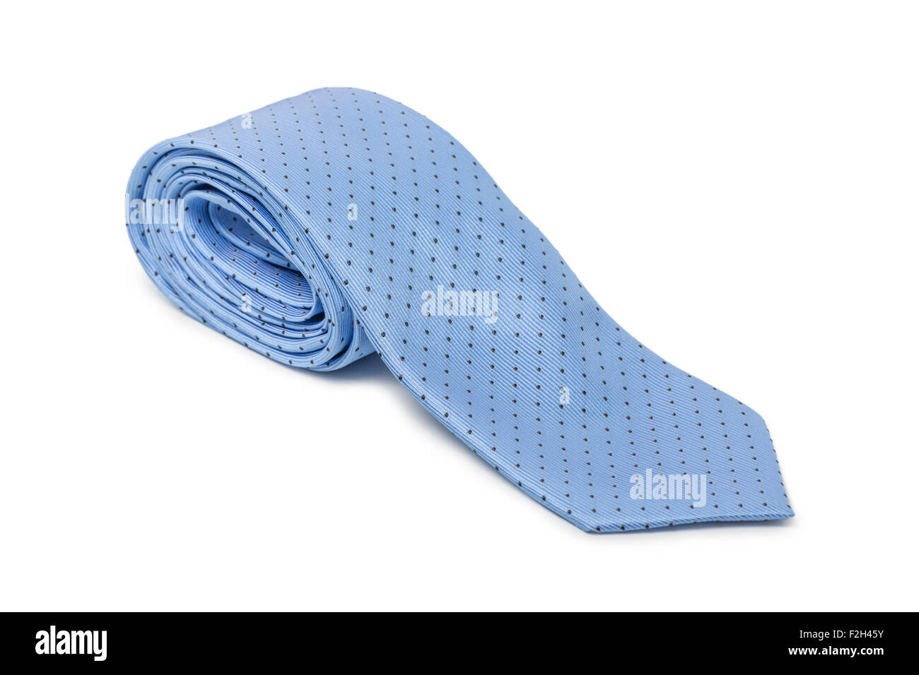Blue rolled up tie isolated on white background Stock Photo