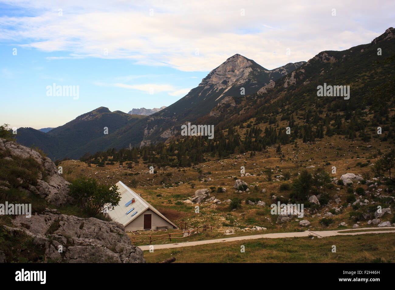 Farm in the Planina razor - Slovenia Stock Photo