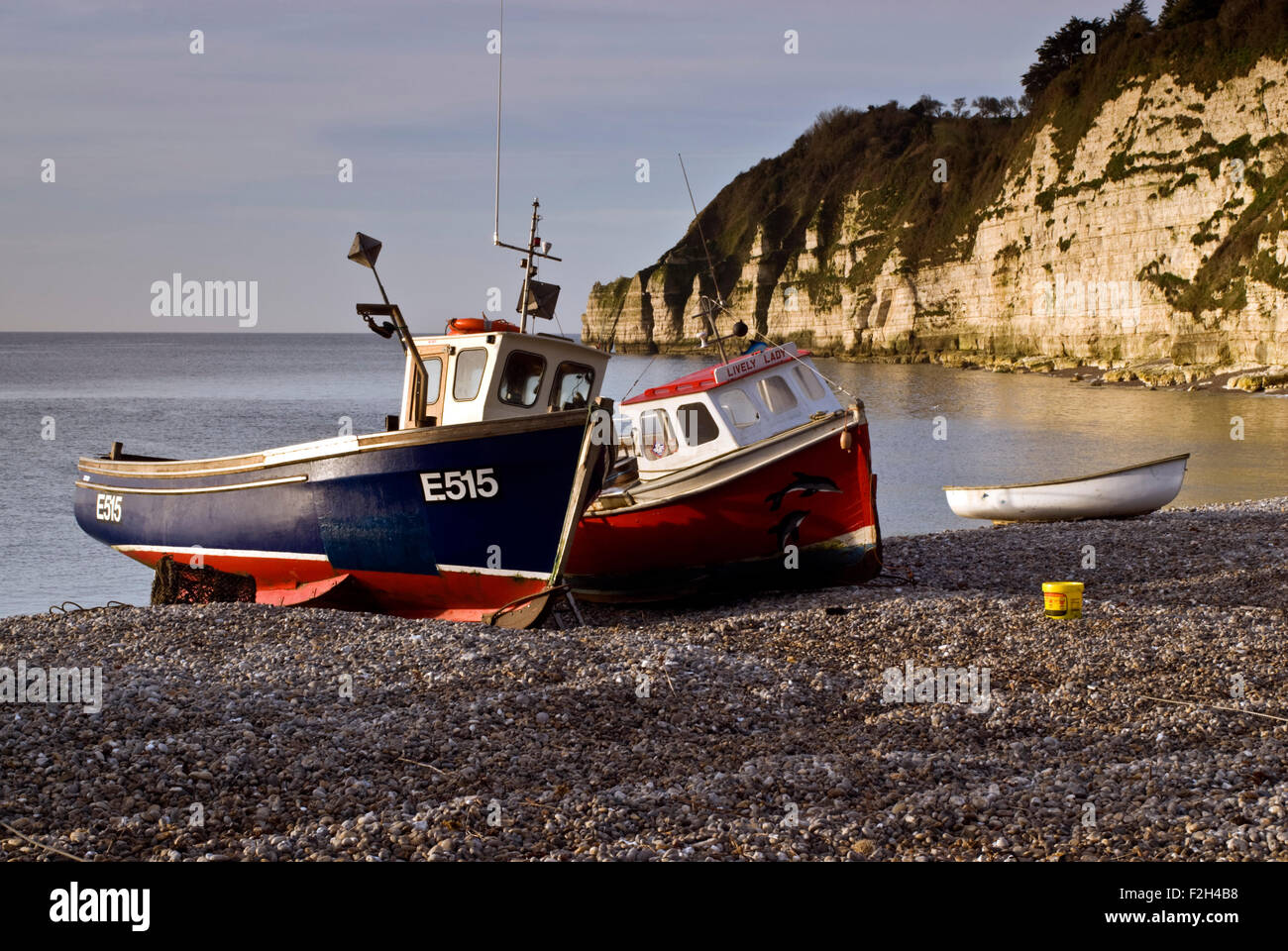 View of the Beach at the village of Beer on the Jurassic Coast of Devon, England, UK. Stock Photo
