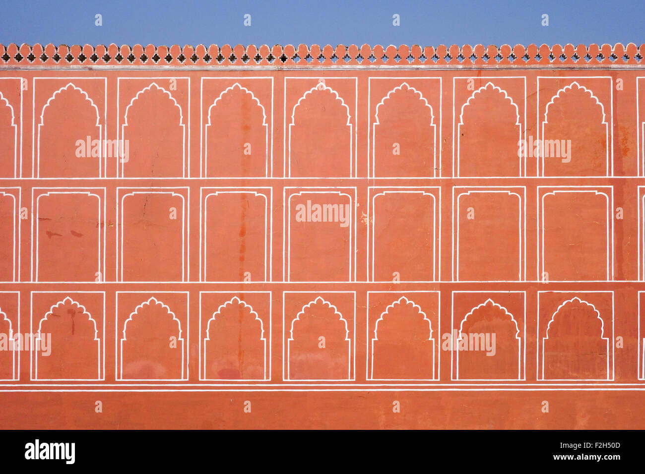 Art Pattern Details on Pink Wall at City Palace, Jaipur, Rajasthan