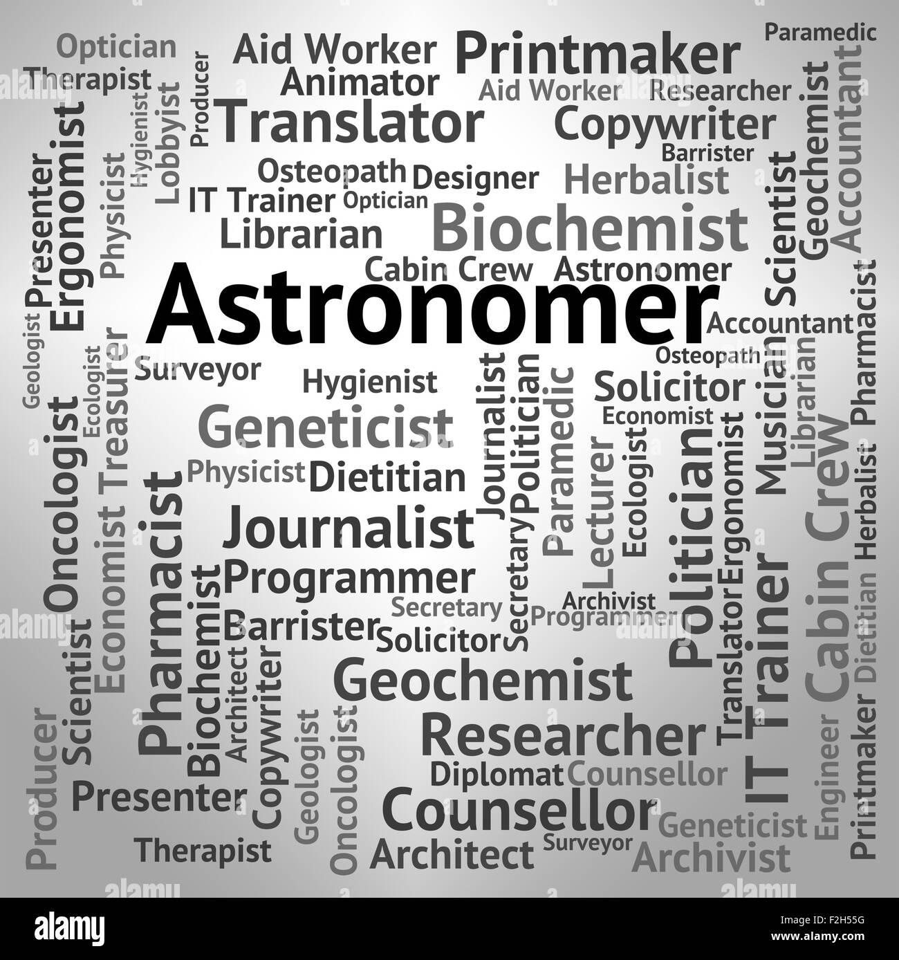 Astronomer Job Indicating Jobs Astrophysicist And Cosmologist Stock Photo