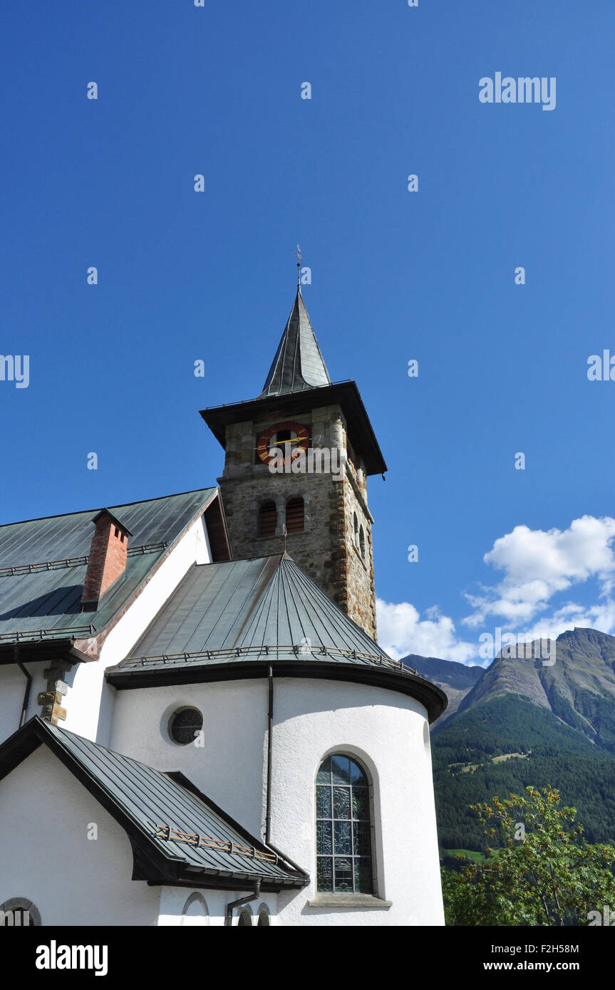 Church (Friedhofkapelle) at RiedMorel, Valais, Switzerland Stock Photo