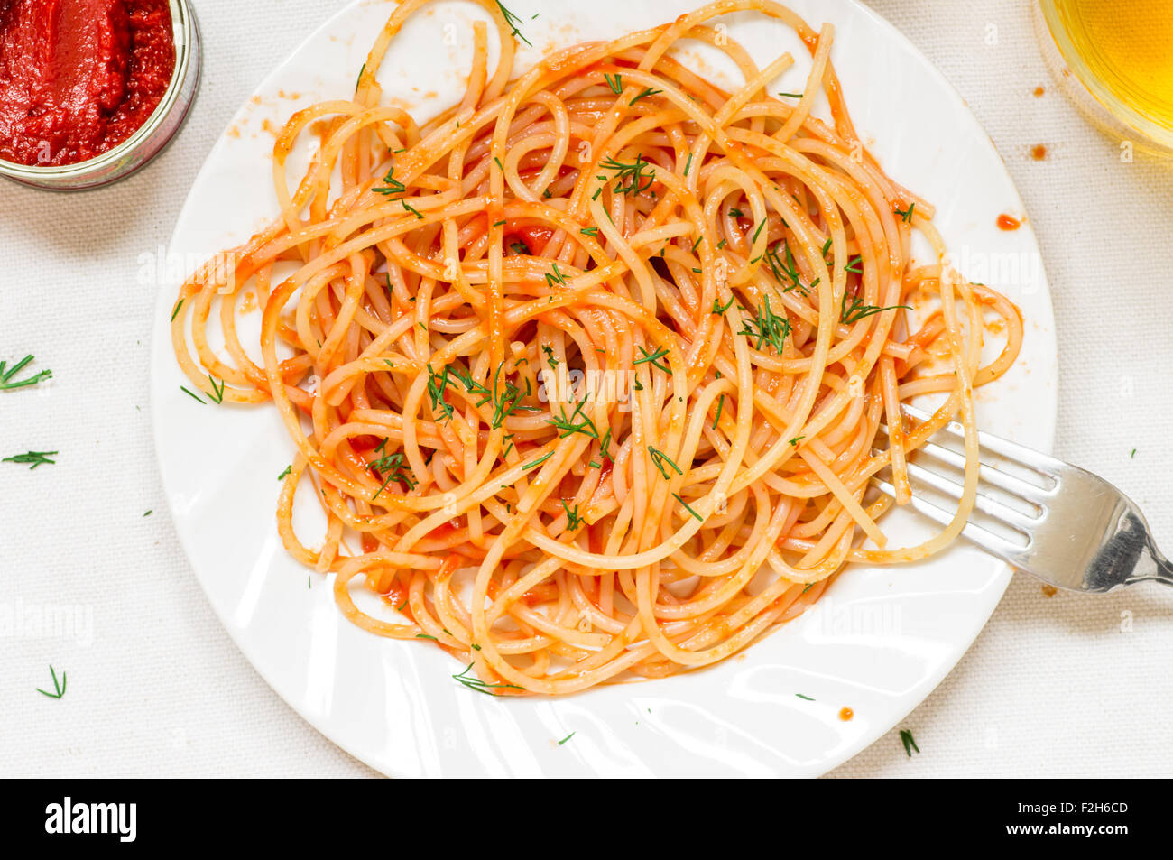 Italian dish of spaghetti Napoli, pasta with tomato sauce Stock Photo ...