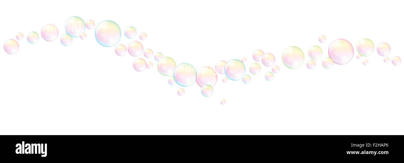 Blow soap bubbles wave pattern. Stock Photo