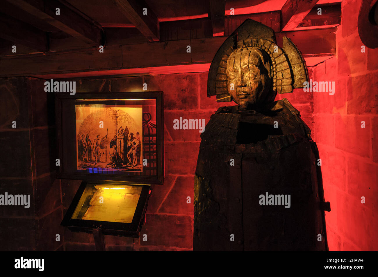 Sculpted sarcophagus at The Torture Museum in Amsterdam, Netherlands Stock Photo