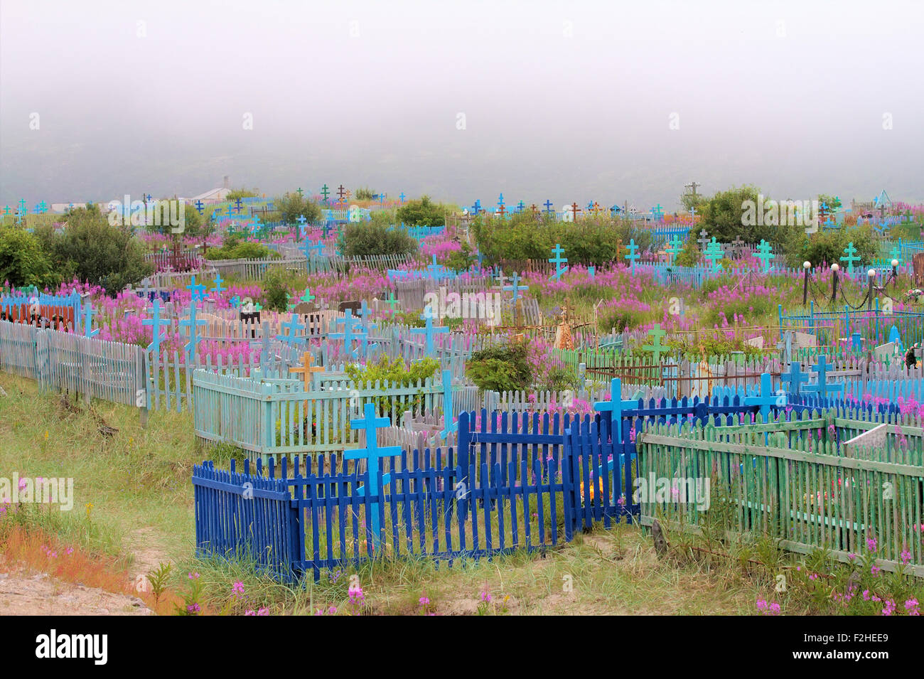 traditional bright cemetery beyond polar circle Stock Photo - Alamy