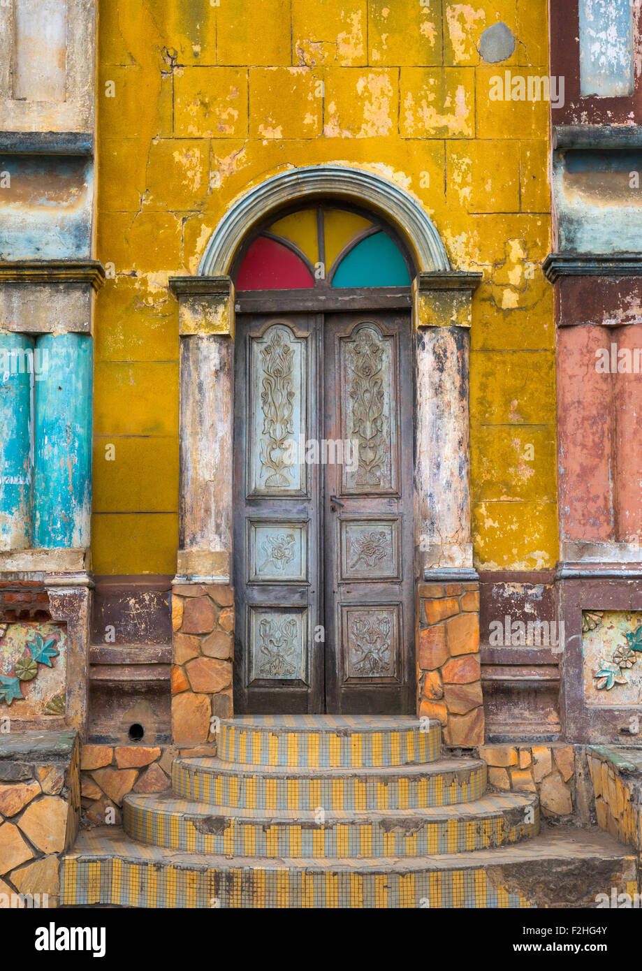 Benin, West Africa, Porto-Novo, multicoloured great mosque Stock Photo