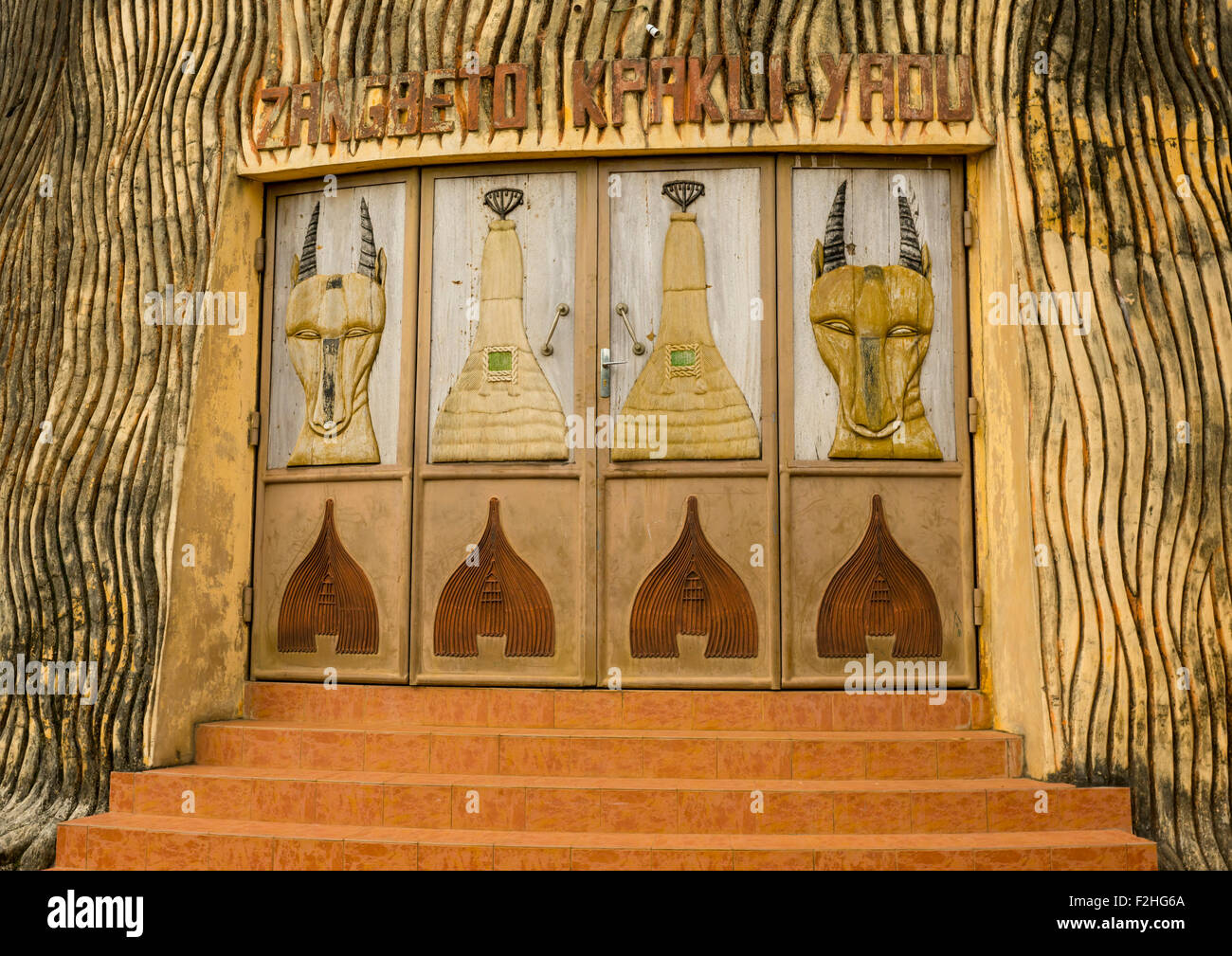 Benin, West Africa, Porto-Novo, zangbeto temple door Stock Photo