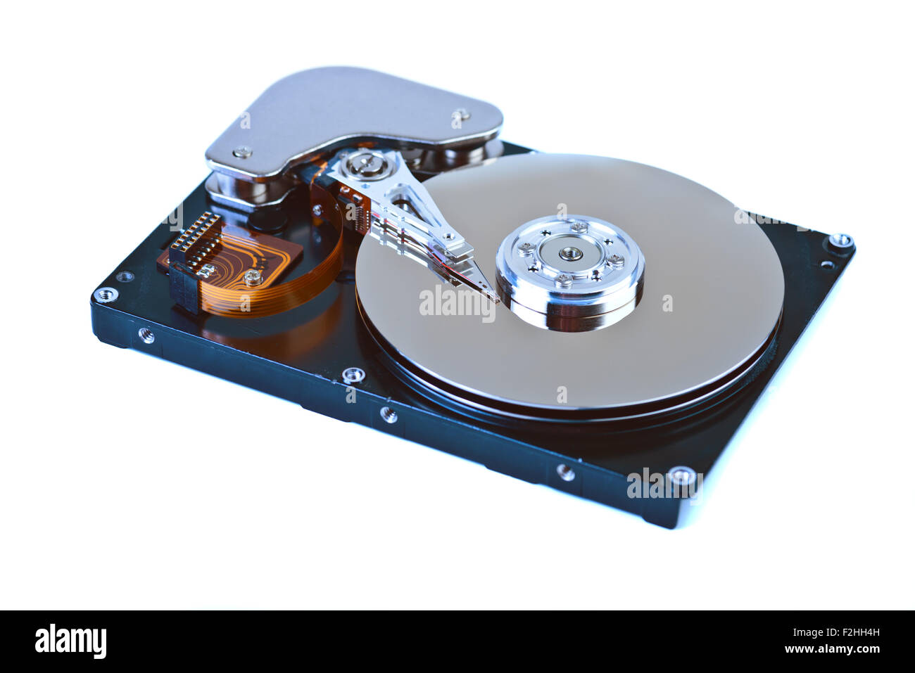 hard disk open isolated on white background Stock Photo