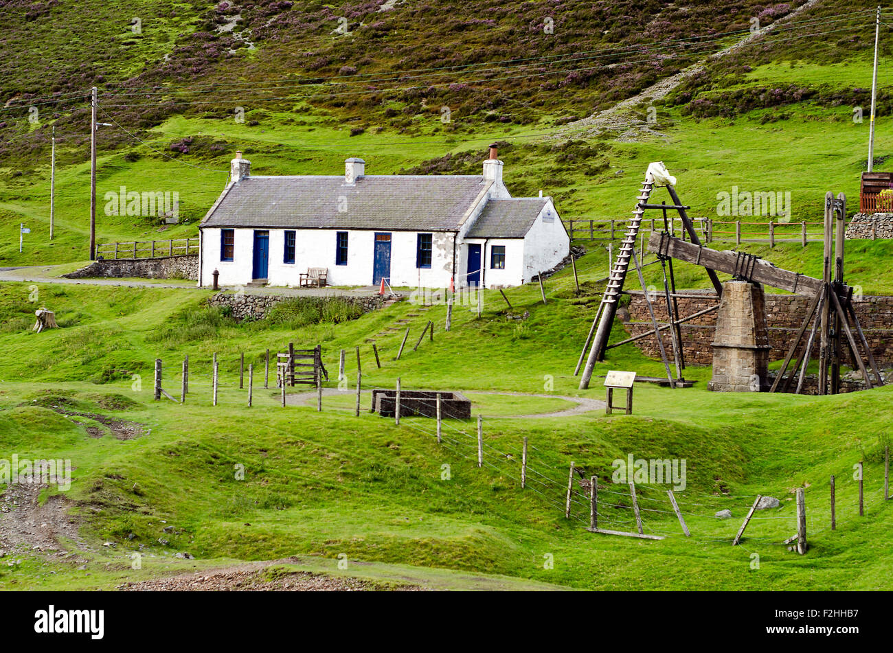 Wanlockhead  ore mine beam engine ,Southern Upland way ,Scotland Stock Photo