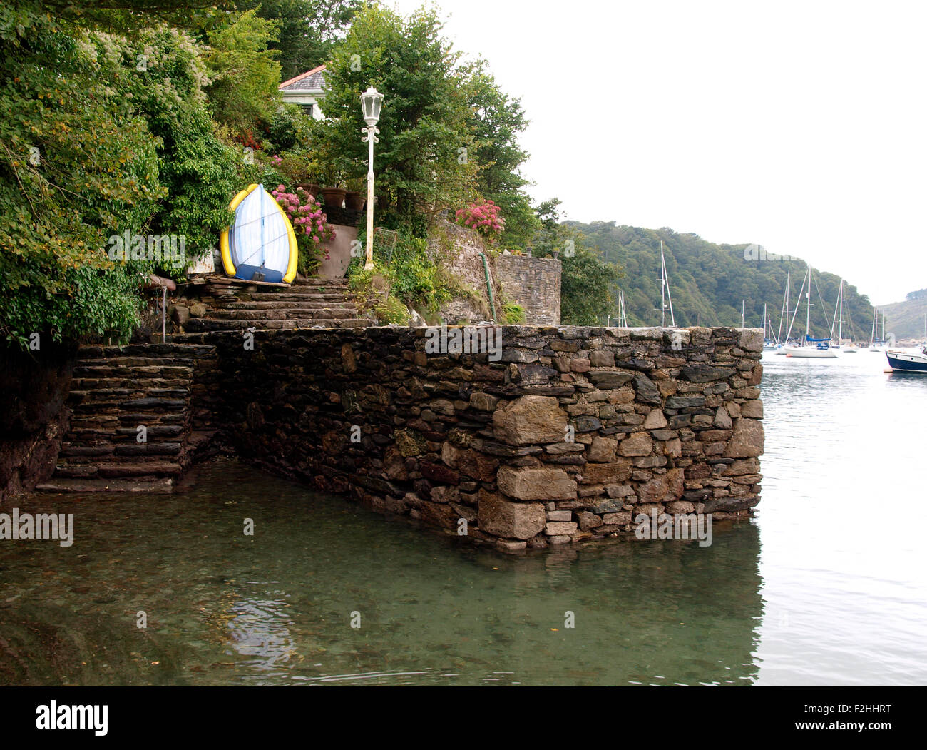 Boat landing quay on the River Yealm, Devon, UK Stock Photo