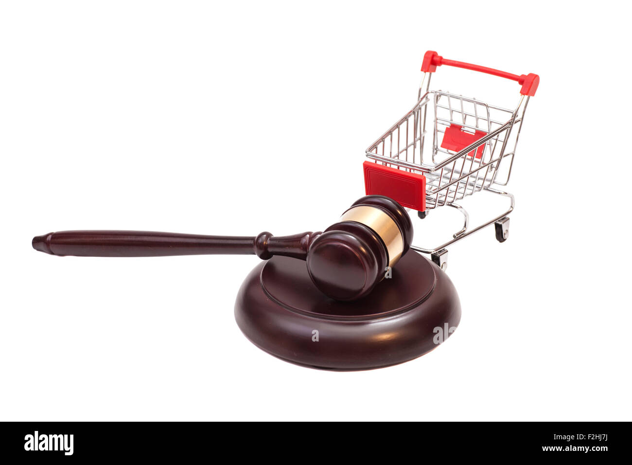 Justice Gavel with Shopping Cart on white background Stock Photo Alamy
