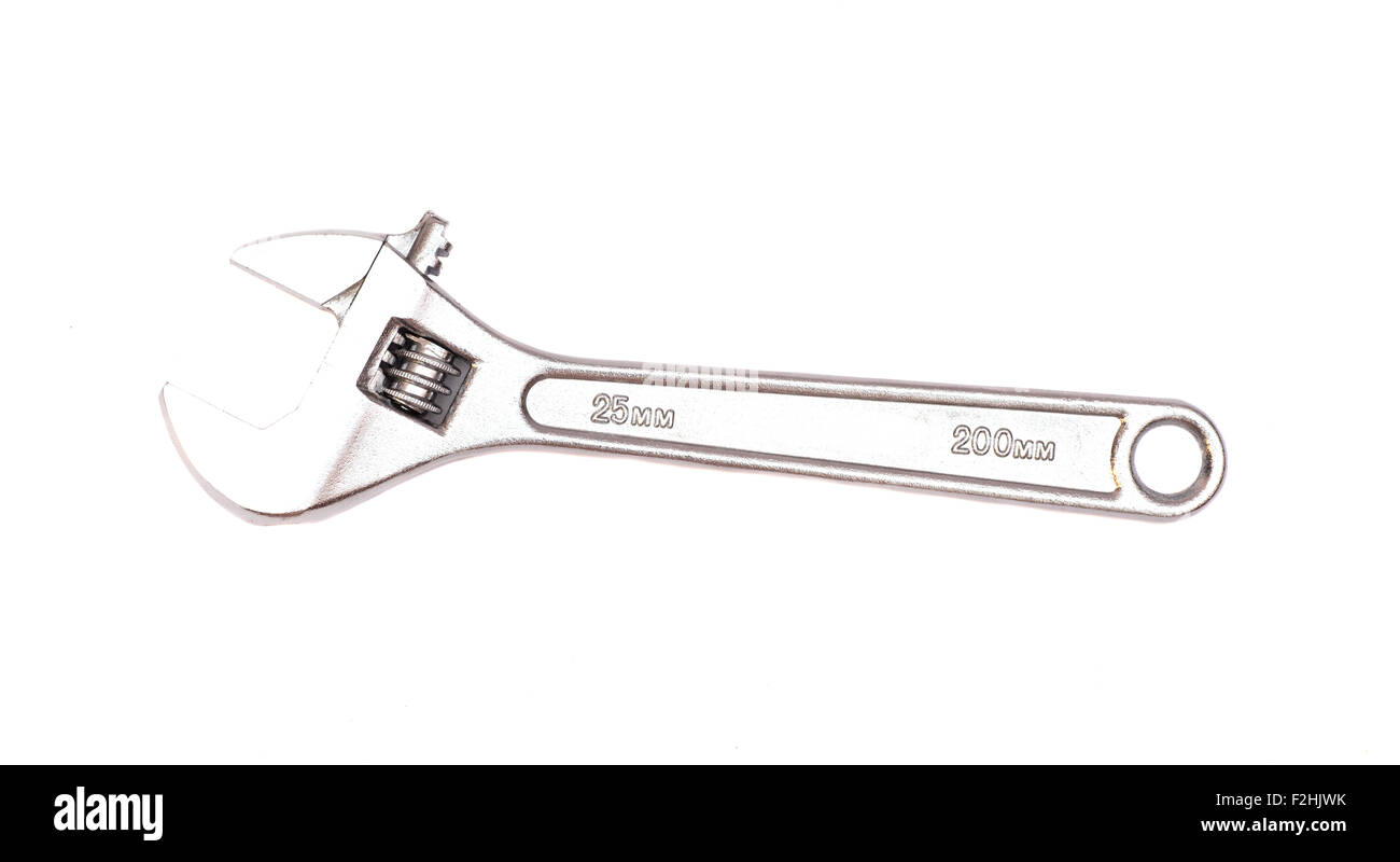 Adjustable wrench isolated on white background Stock Photo - Alamy
