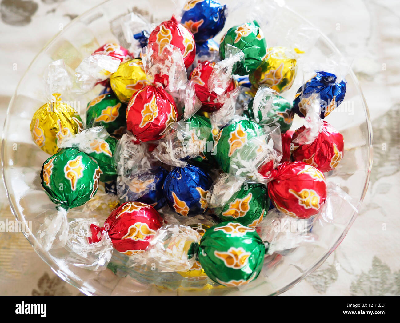 Candy in a glass bowl Stock Photo Alamy
