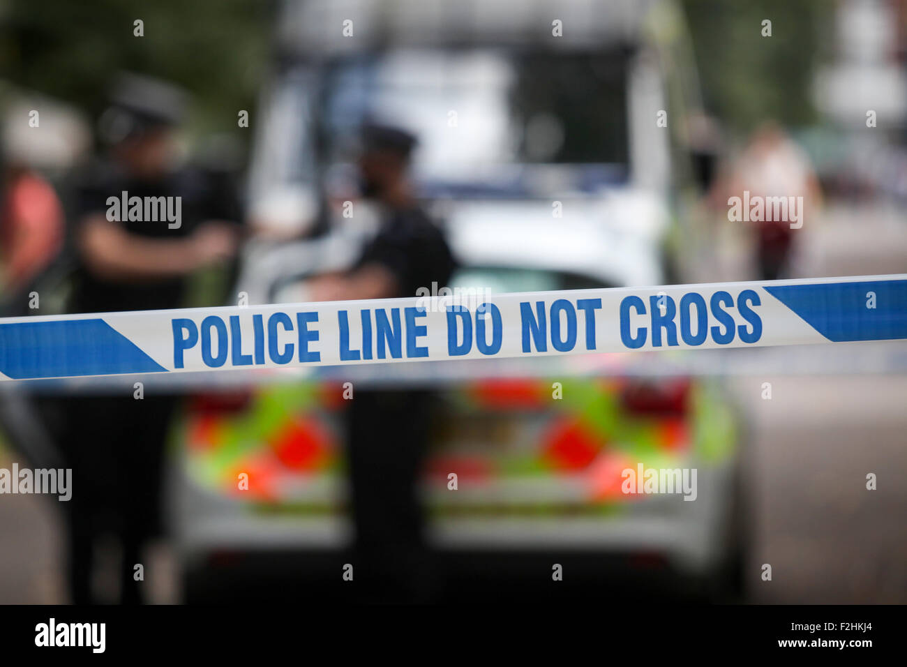 Police crime scene tape UK Stock Photo