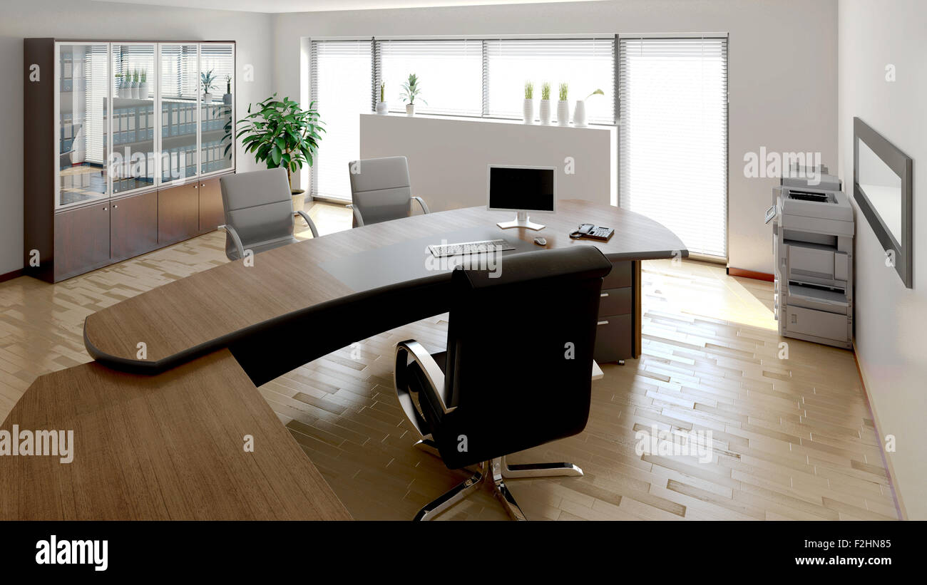 3D interior rendering of a modern office Stock Photo