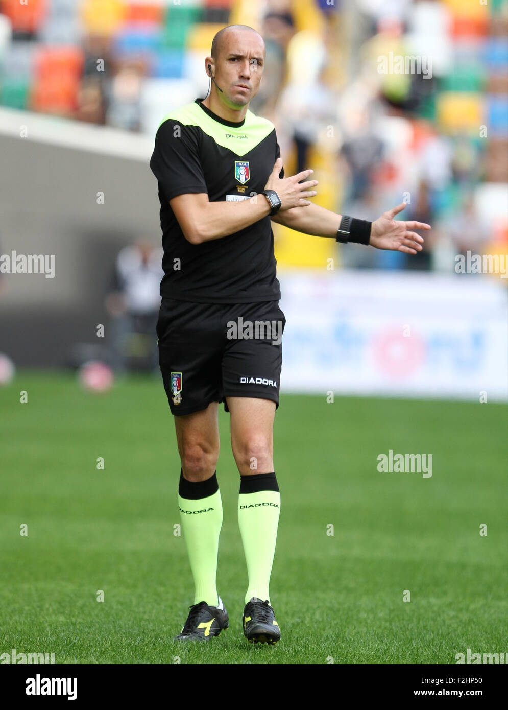 Udine, Italy. 19th September, 2015. Referee Michael Fabbri looks during the  Italian Serie A football match between Udinese Calcio v Empoli at Friuli  Stadium on 19 September, 2015 in Udine. Credit: Andrea