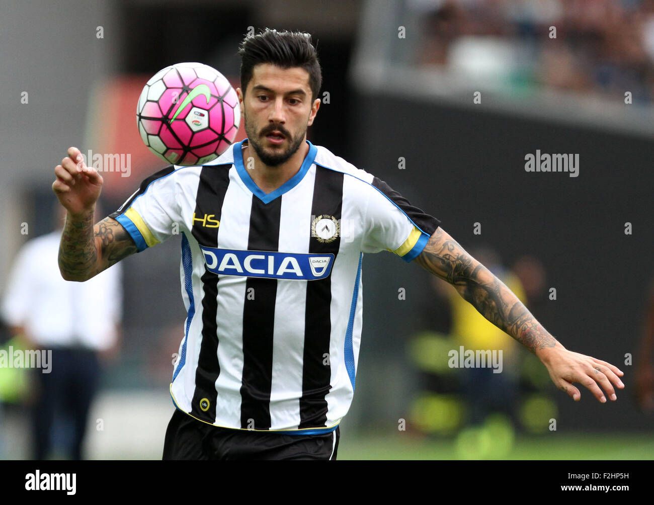 Udine, Italy. 19th September, 2015. Udinese's midfielder Panagiotis Giorgios Kone runs with the ball during the Italian Serie A football match between Udinese Calcio v Empoli at Friuli Stadium on 19 September, 2015 in Udine. Credit:  Andrea Spinelli/Alamy Live News Stock Photo