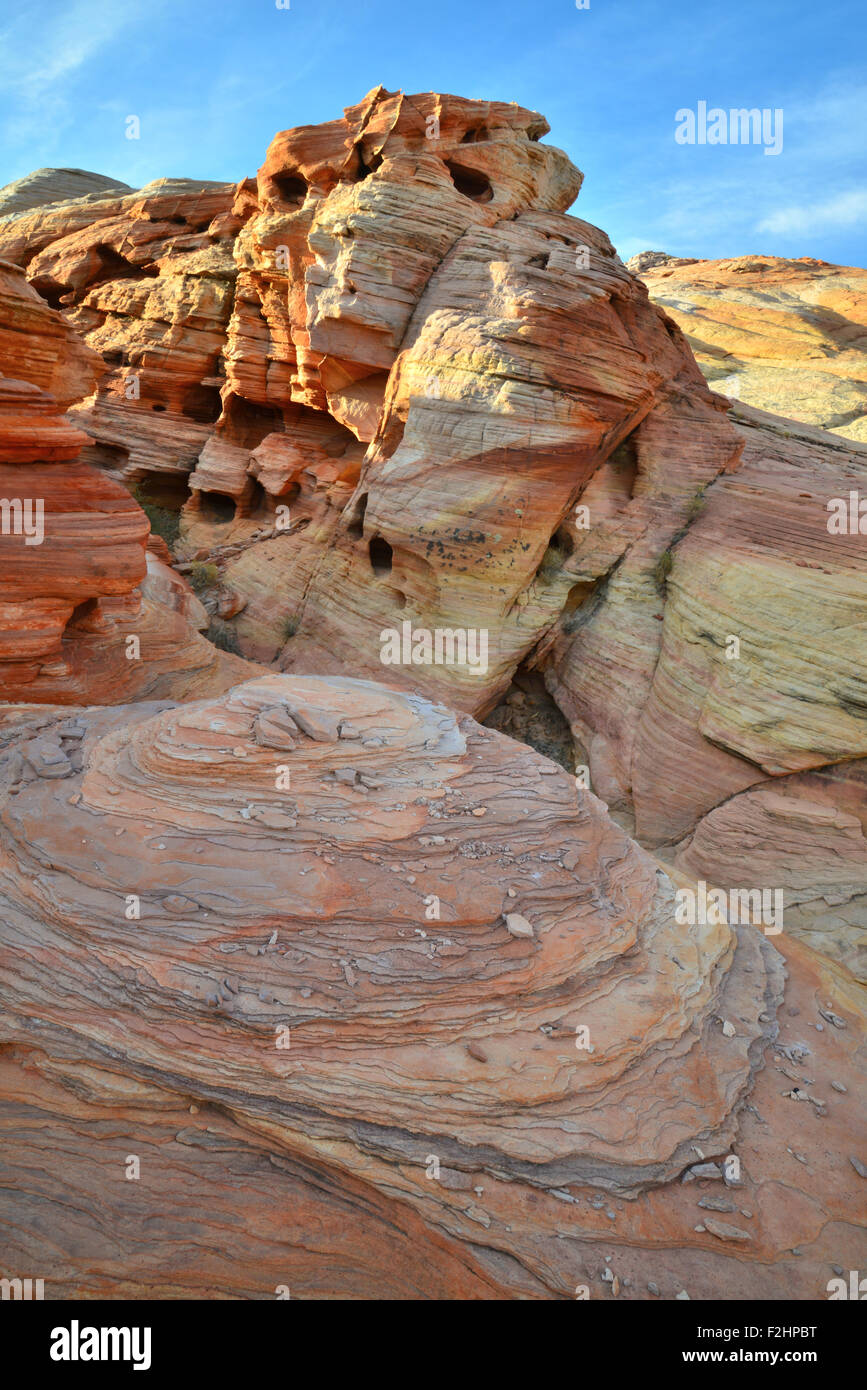 Colorful sandstone is everywhere at Valley of Fire State Park northeast of Las Vegas in Southeastern Nevada Stock Photo