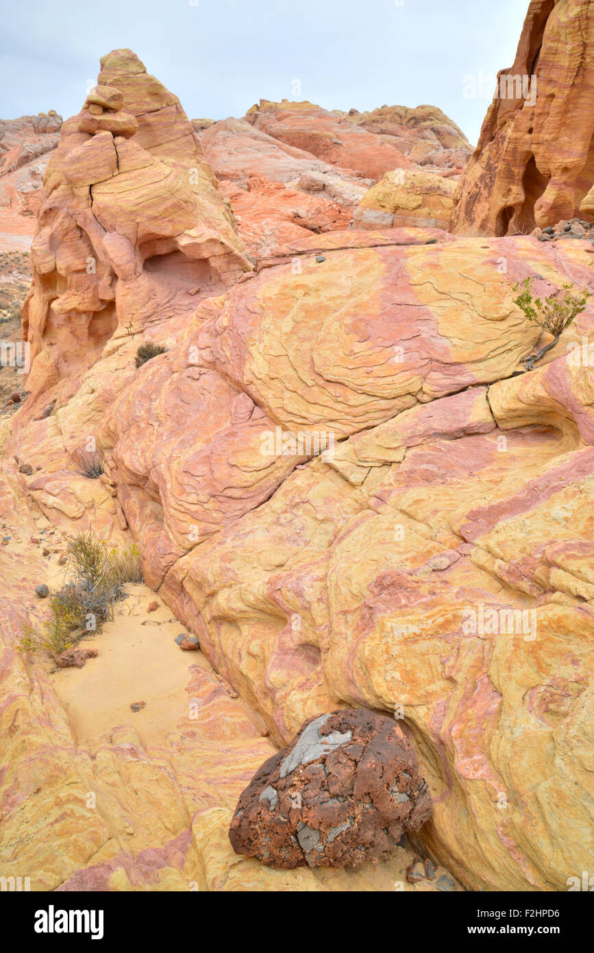 Colorful sandstone is everywhere in Valley of Fire State Park northeast of Las Vegas in Southeastern Nevada Stock Photo