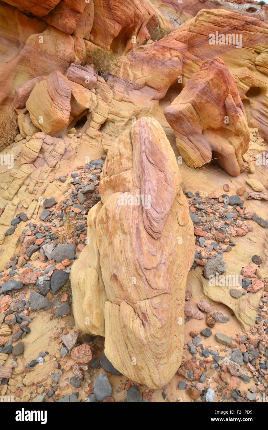 Colorful sandstone is everywhere in Valley of Fire State Park northeast of Las Vegas in Southeastern Nevada Stock Photo