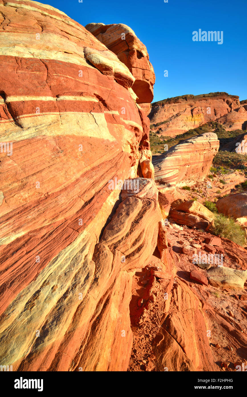 Colorful sandstone is everywhere in Valley of Fire State Park north of Las Vegas in Southeastern Nevada Stock Photo