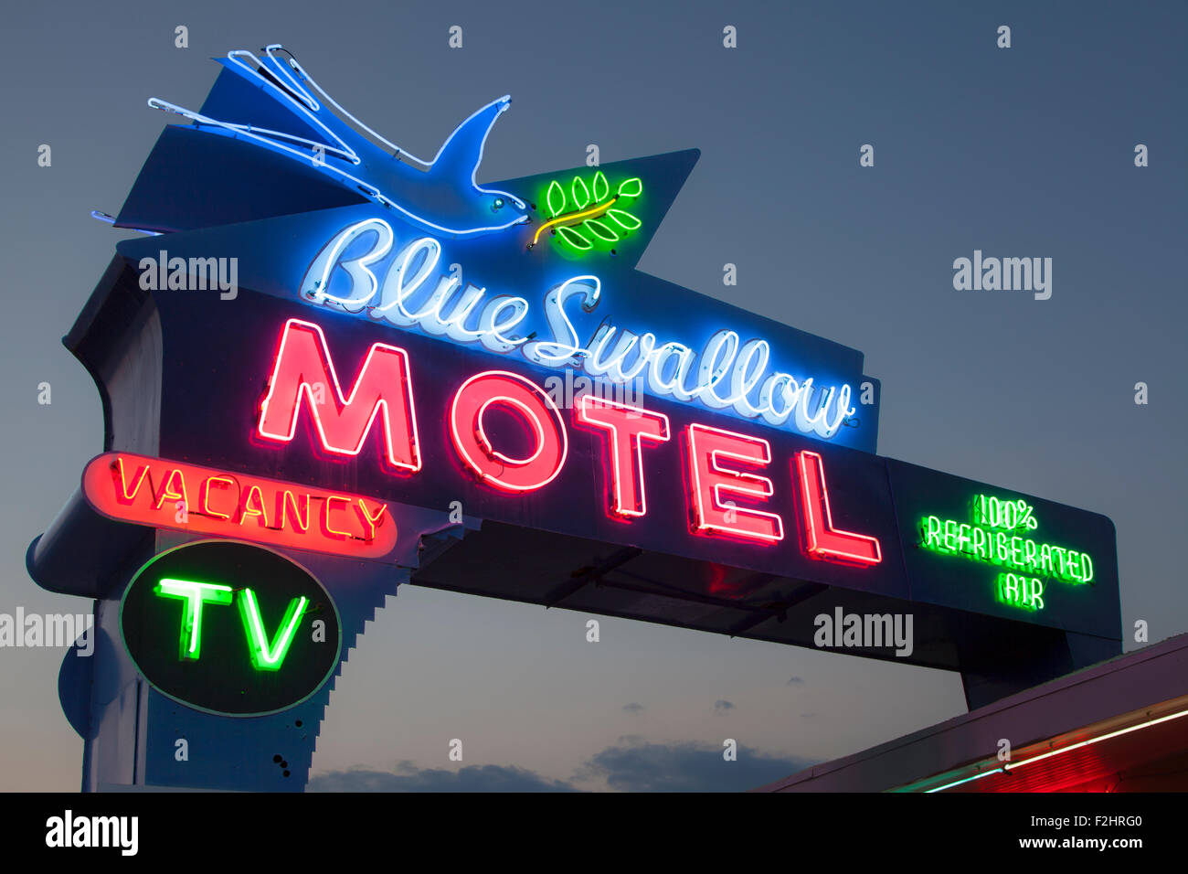 The historic Blue Swallow Motel still awaits travelers in Tucumcari, New Mexico. Stock Photo