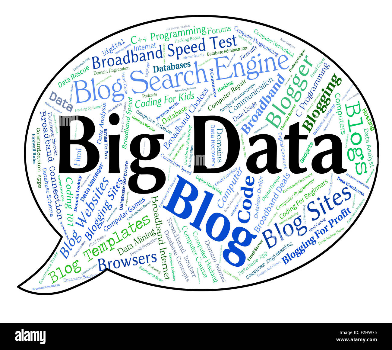 Big Data Showing Large Information And Text Stock Photo