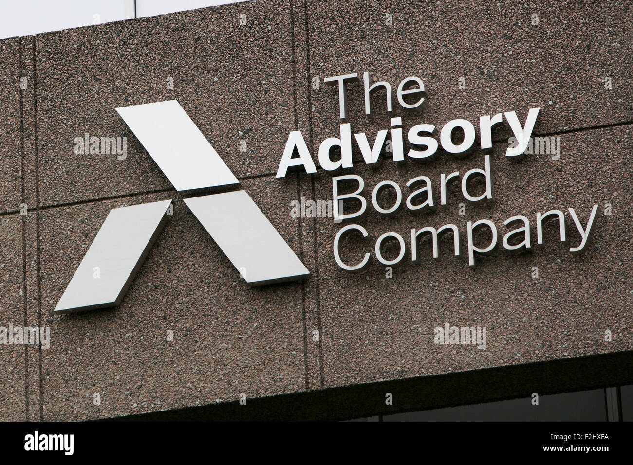 A logo sign outside of a facility occupied by The Advisory Board Company in Austin, Texas on September 11, 2015. Stock Photo