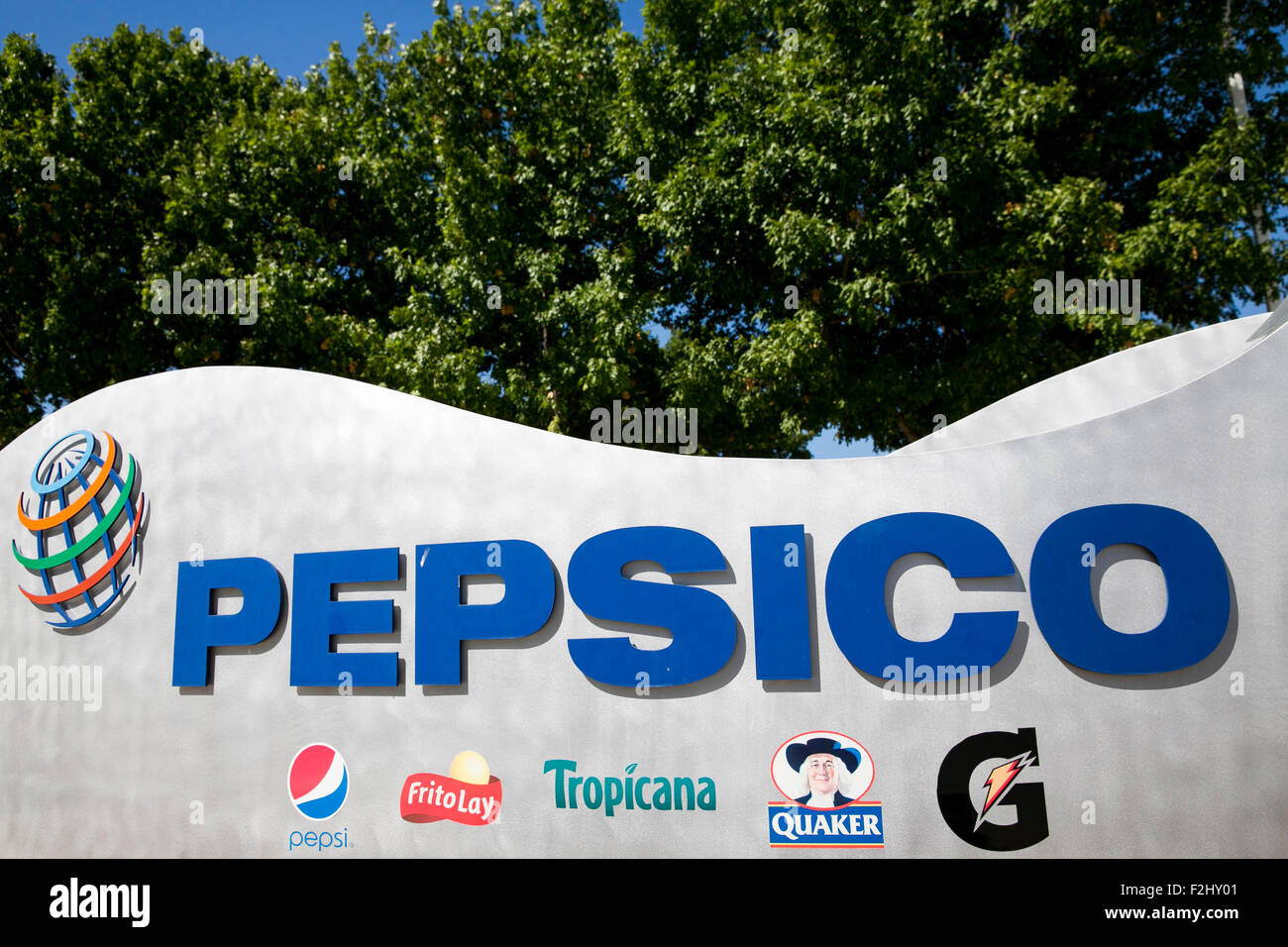 A logo sign outside of a facility occupied by PepsiCo Inc., in Plano, Texas on September 12, 2015. Stock Photo