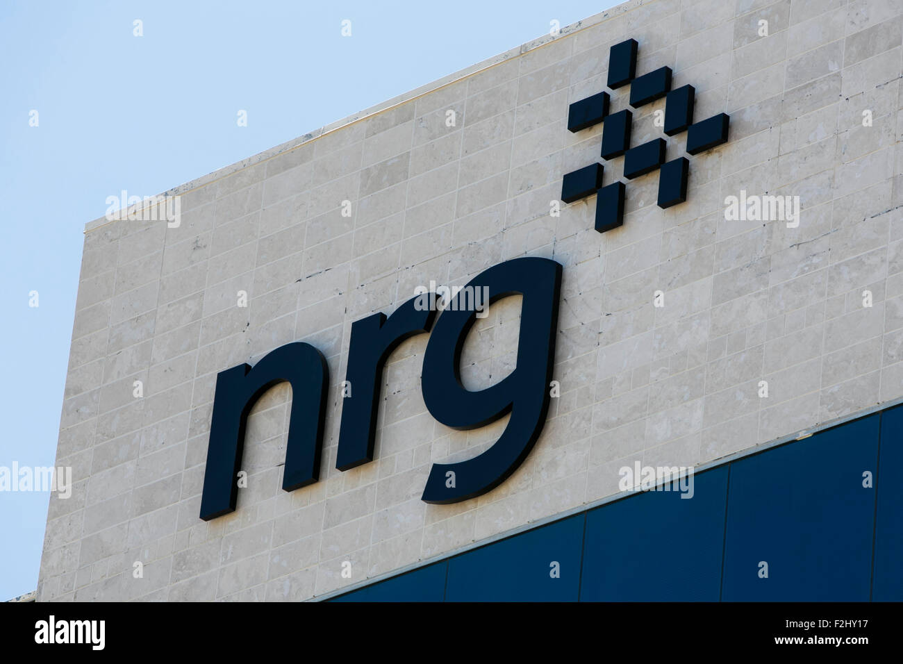 A logo sign outside of a facility occupied by NRG Energy, Inc., in Plano, Texas on September 12, 2015. Stock Photo