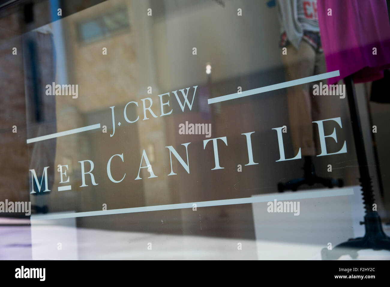 A logo sign outside of a J.Crew Mercantile retail store in Dallas, Texas on September 12, 2015. Stock Photo