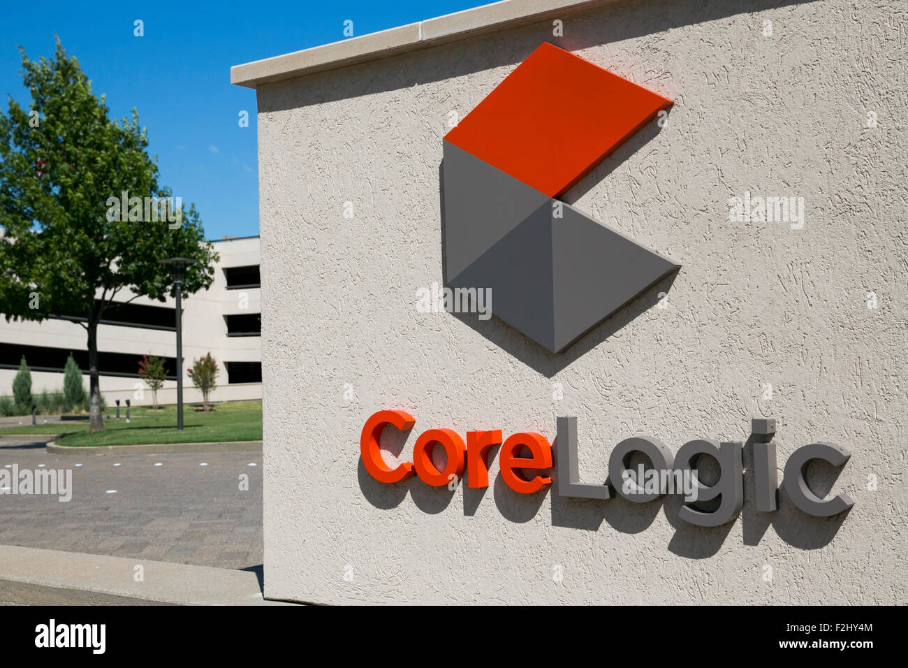 A logo sign outside of a facility occupied by CoreLogic, Inc., in Westlake, Texas on September 13, 2015. Stock Photo