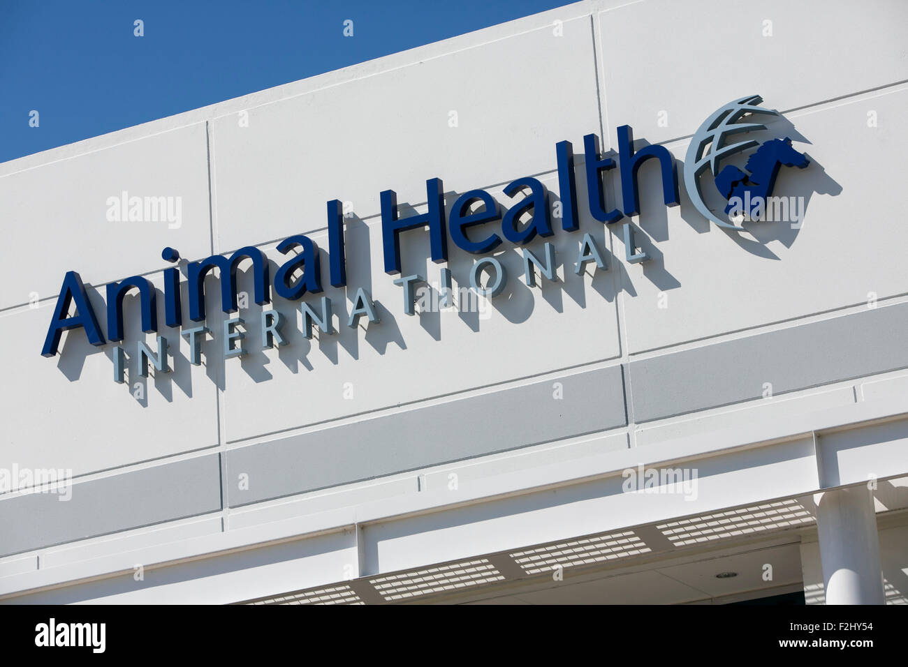 A logo sign outside of a facility occupied by Animal Health