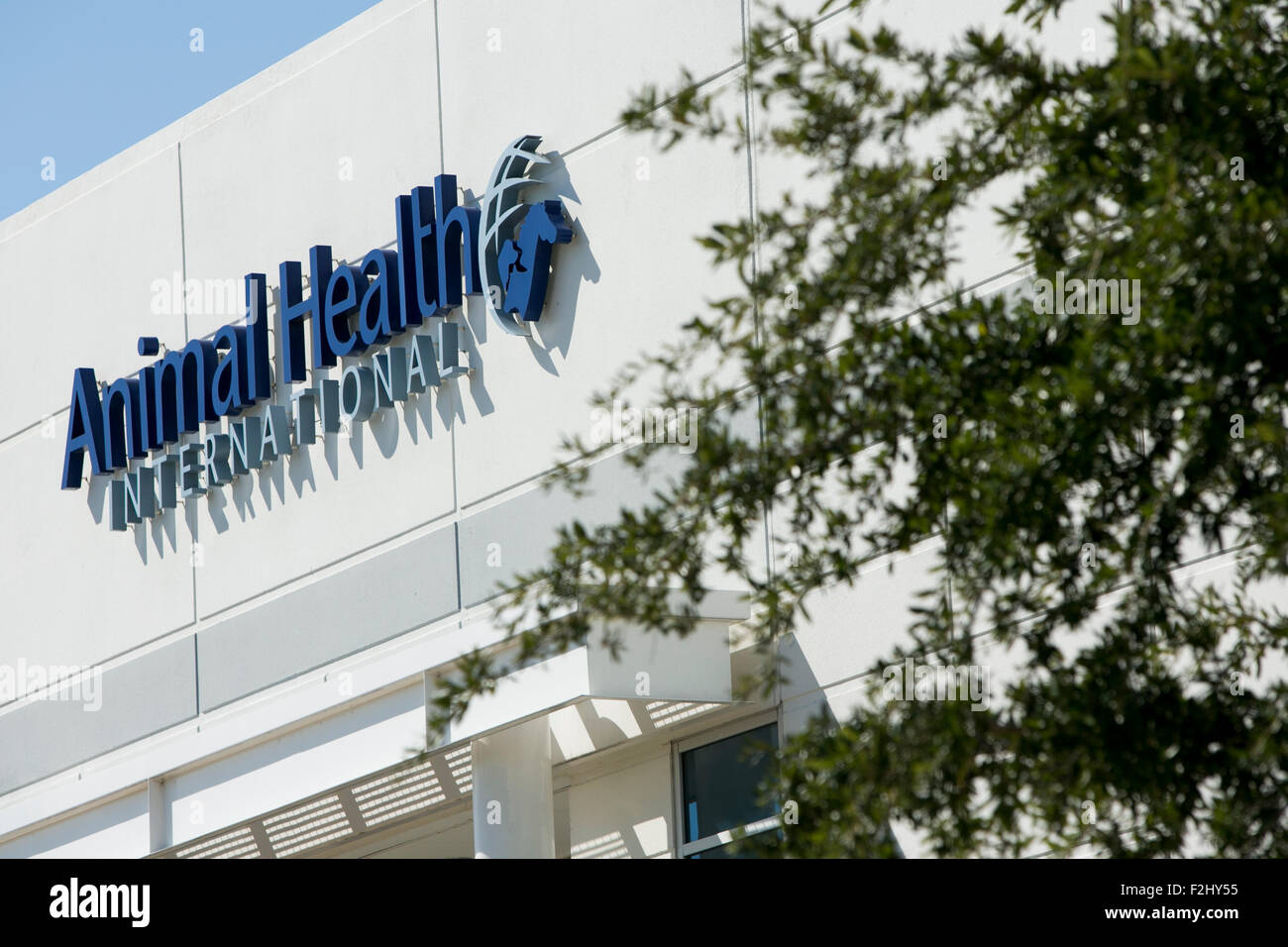 A logo sign outside of a facility occupied by Animal Health