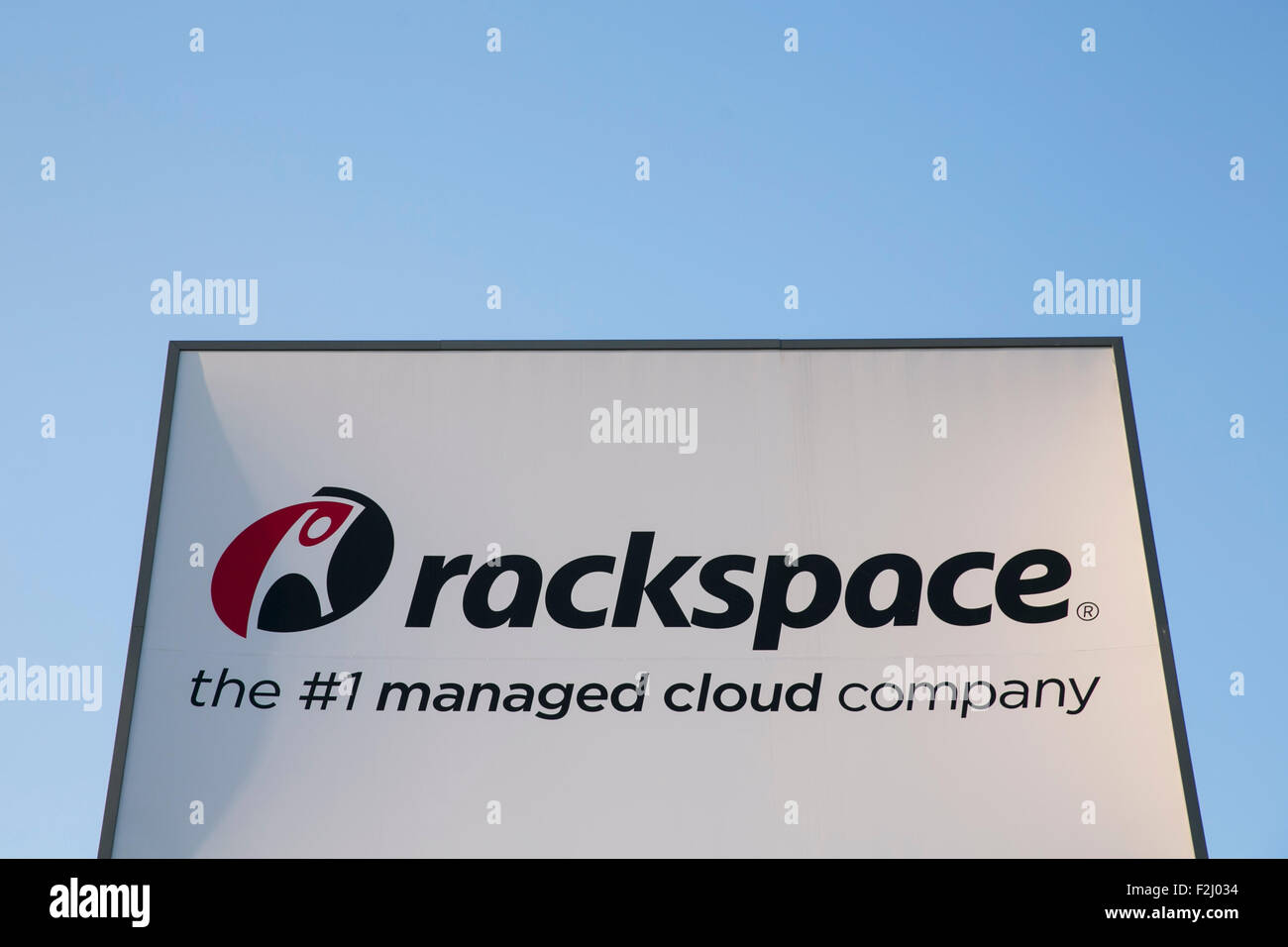 A logo sign outside of the headquarters of Rackspace Inc., in San Antonio, Texas on September 8