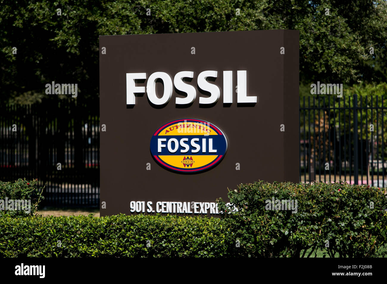 A logo sign outside of the headquarters of Fossil Group, Inc., in  Richardson, Texas on September 12, 2015 Stock Photo - Alamy