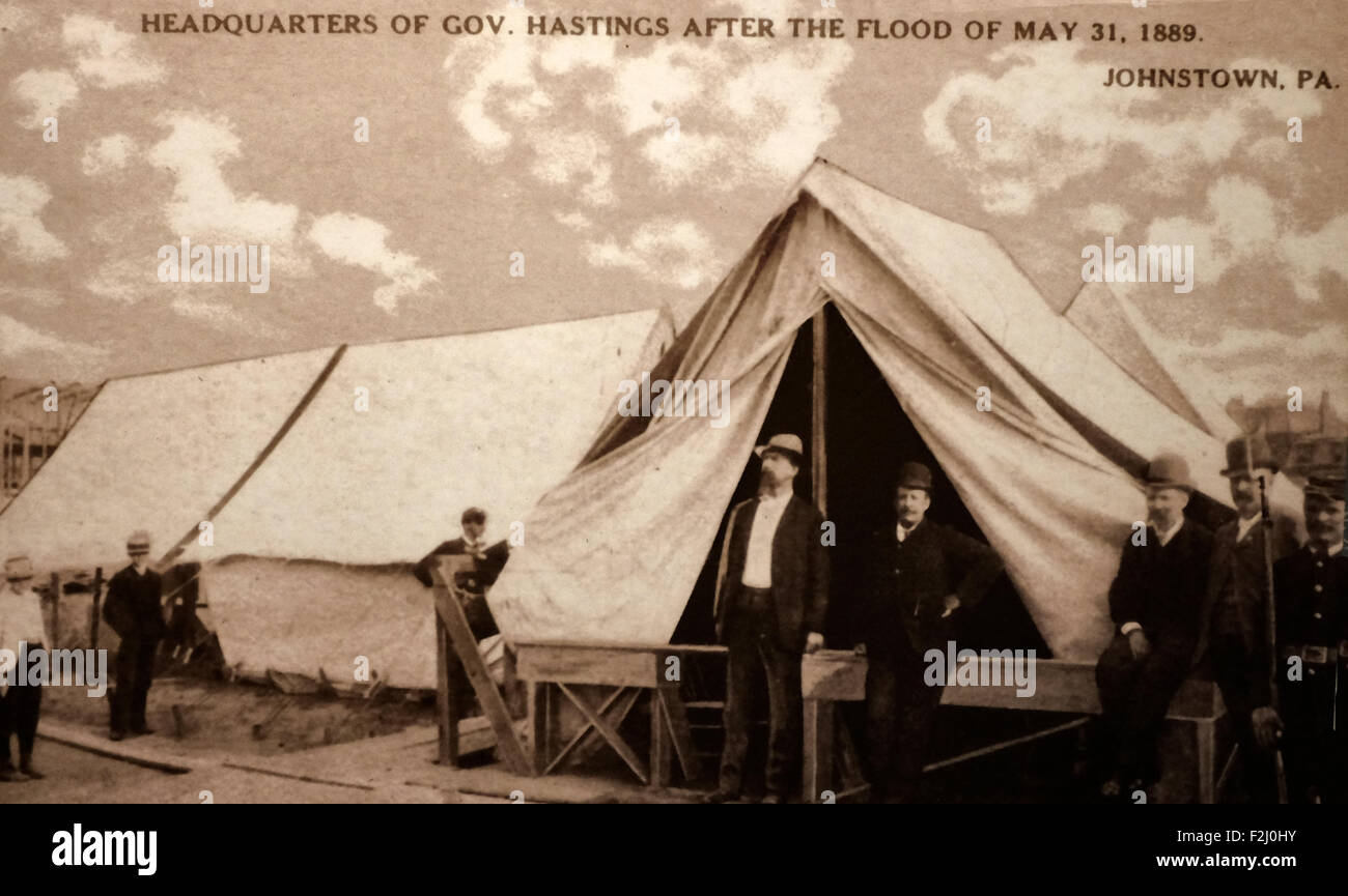 Headquarters of Governor Hastings after the flood of May 31, 1889 - Johnstown, PA Stock Photo