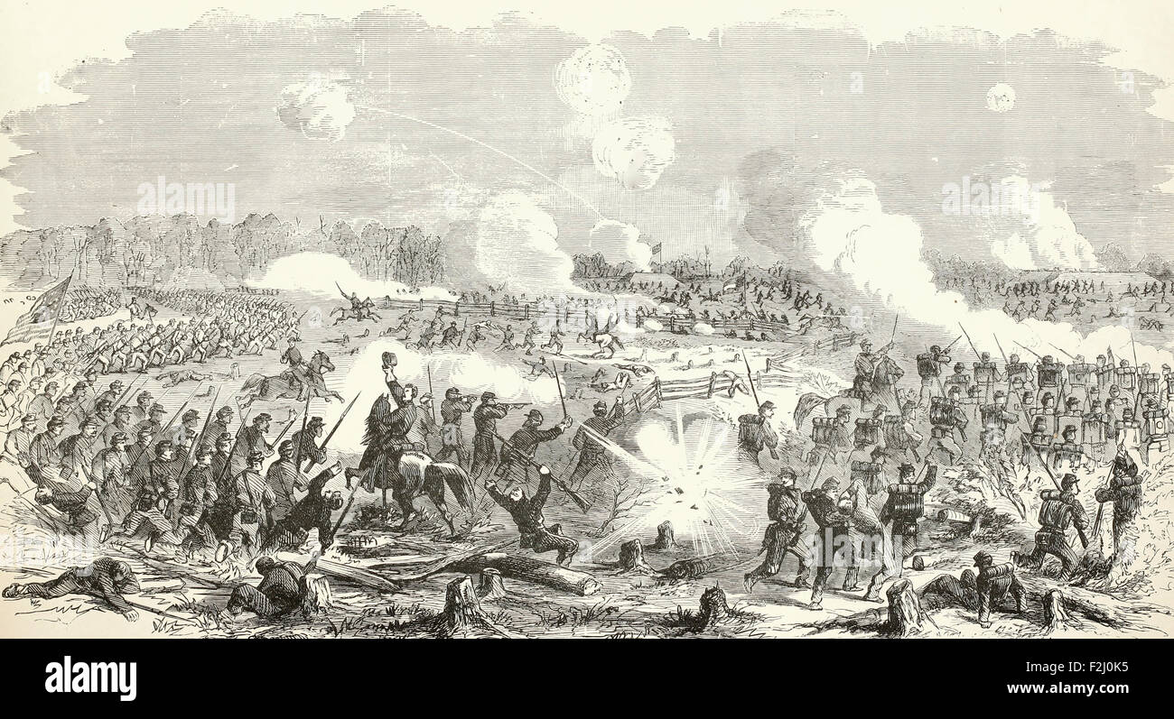 Battle of Williamsburg, Virginia on the Peninsula between the York and James Rivers, May 6th, 1862 during USA Civil War Stock Photo