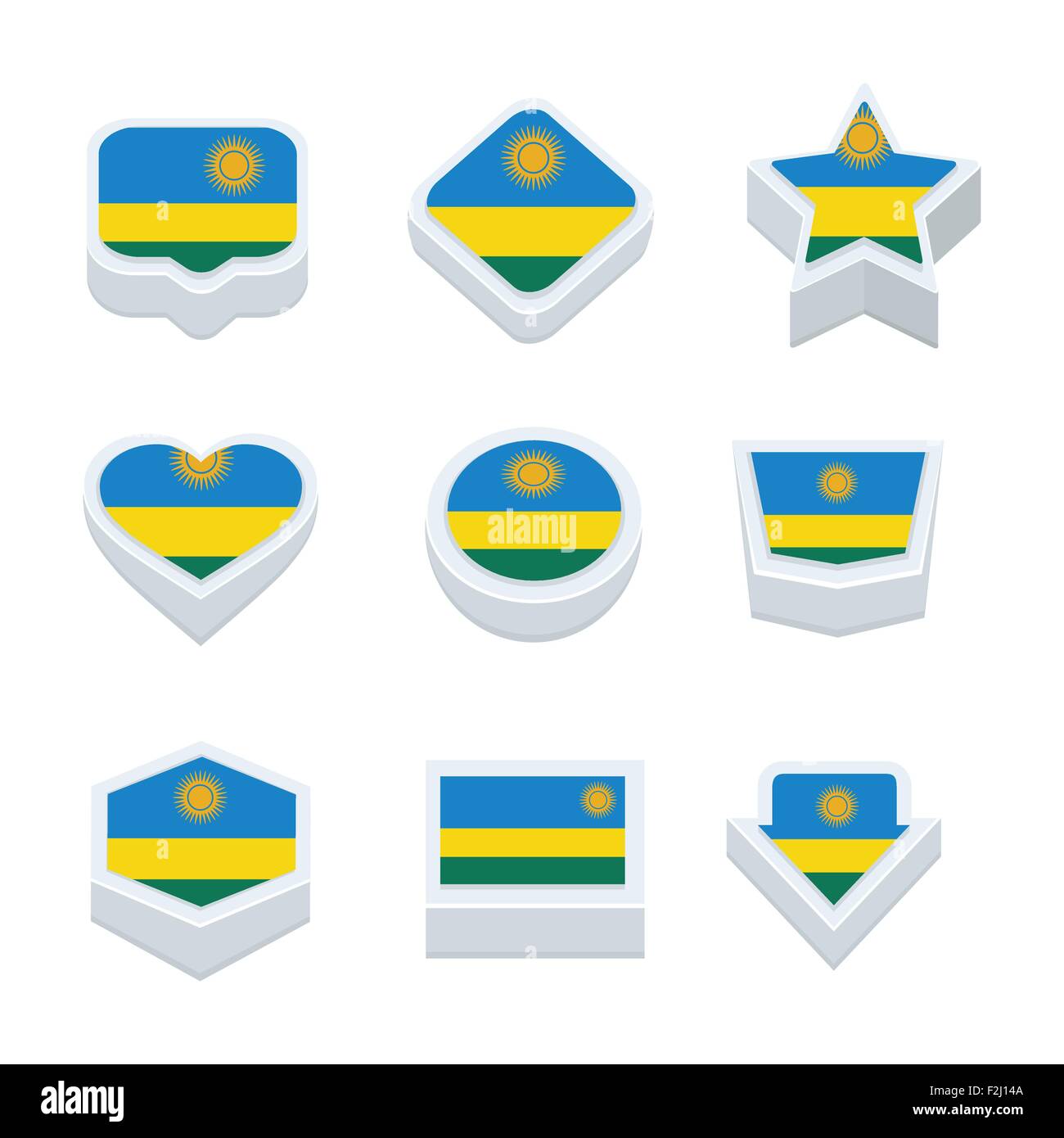 Rwanda flags icons and button set nine styles Stock Vector Image & Art ...